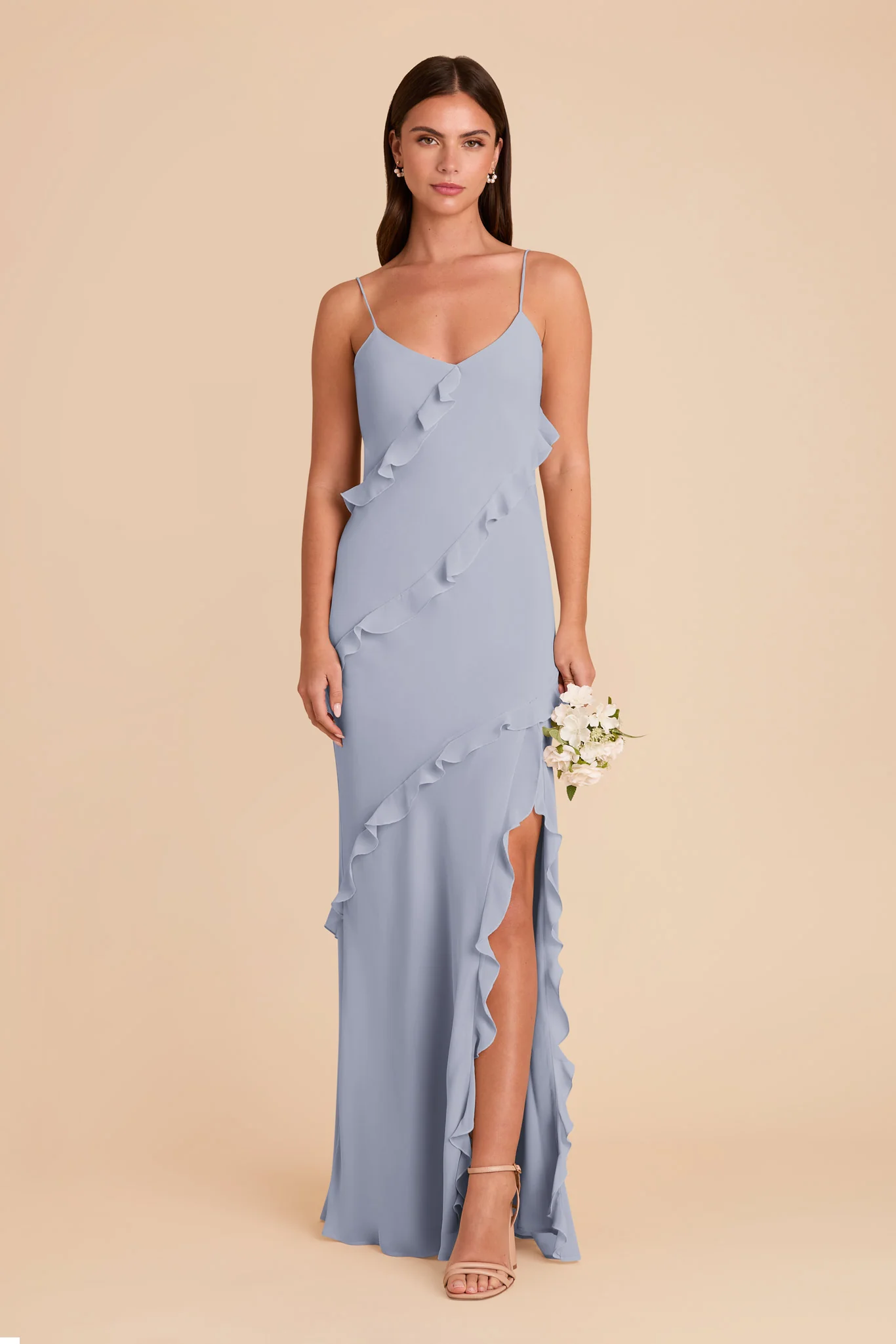 Valentina Chiffon Dress - Dusty Blue