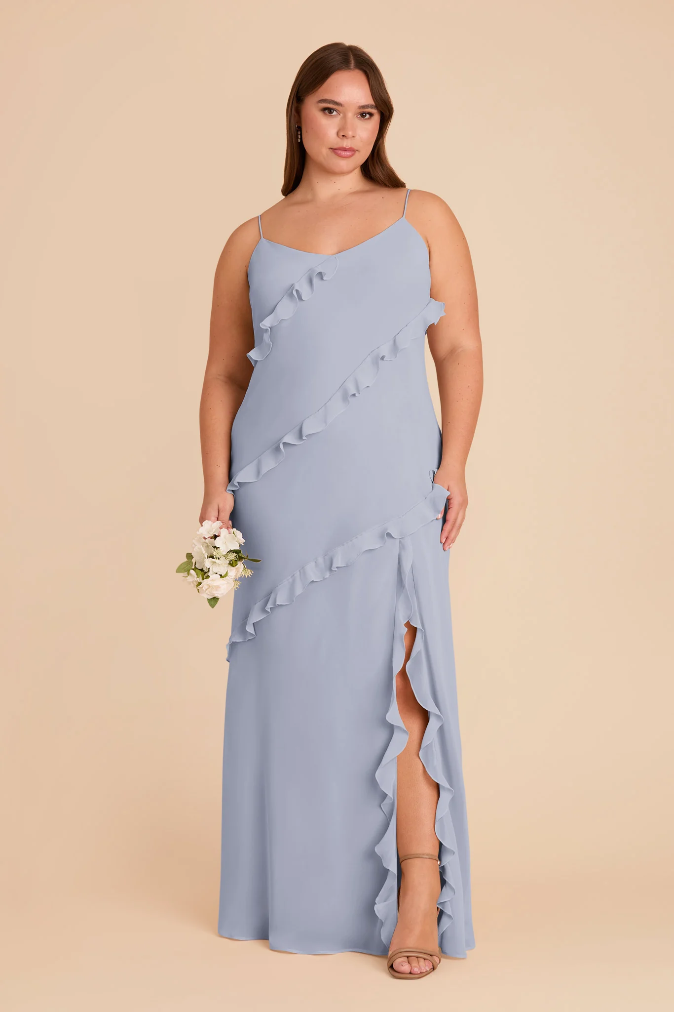 Valentina Chiffon Dress - Dusty Blue - Image 2