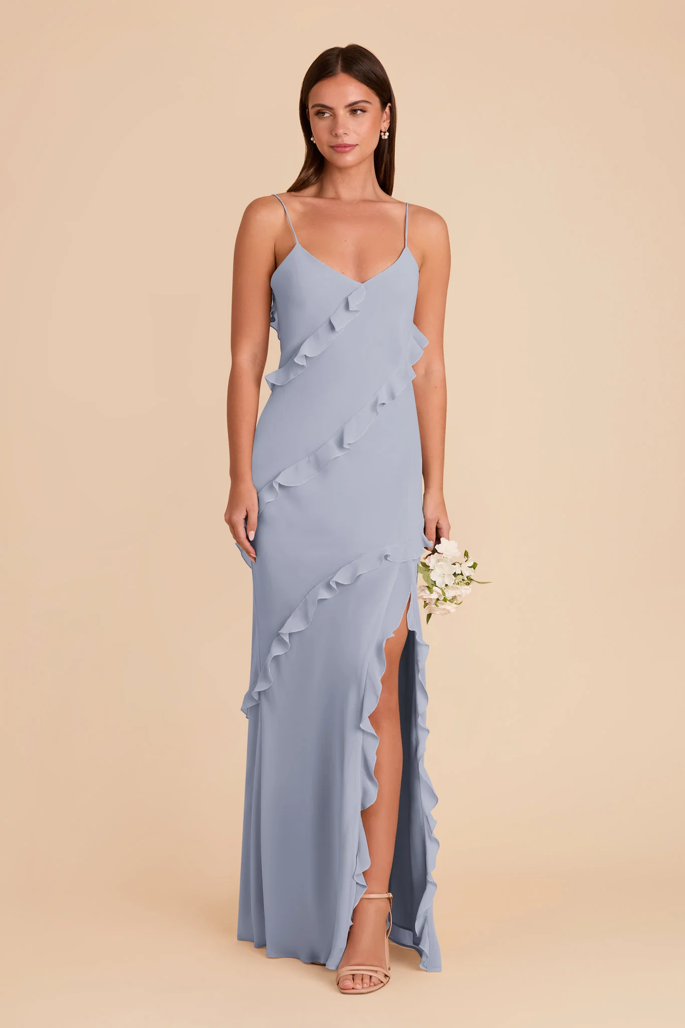 Valentina Chiffon Dress - Dusty Blue - Image 3