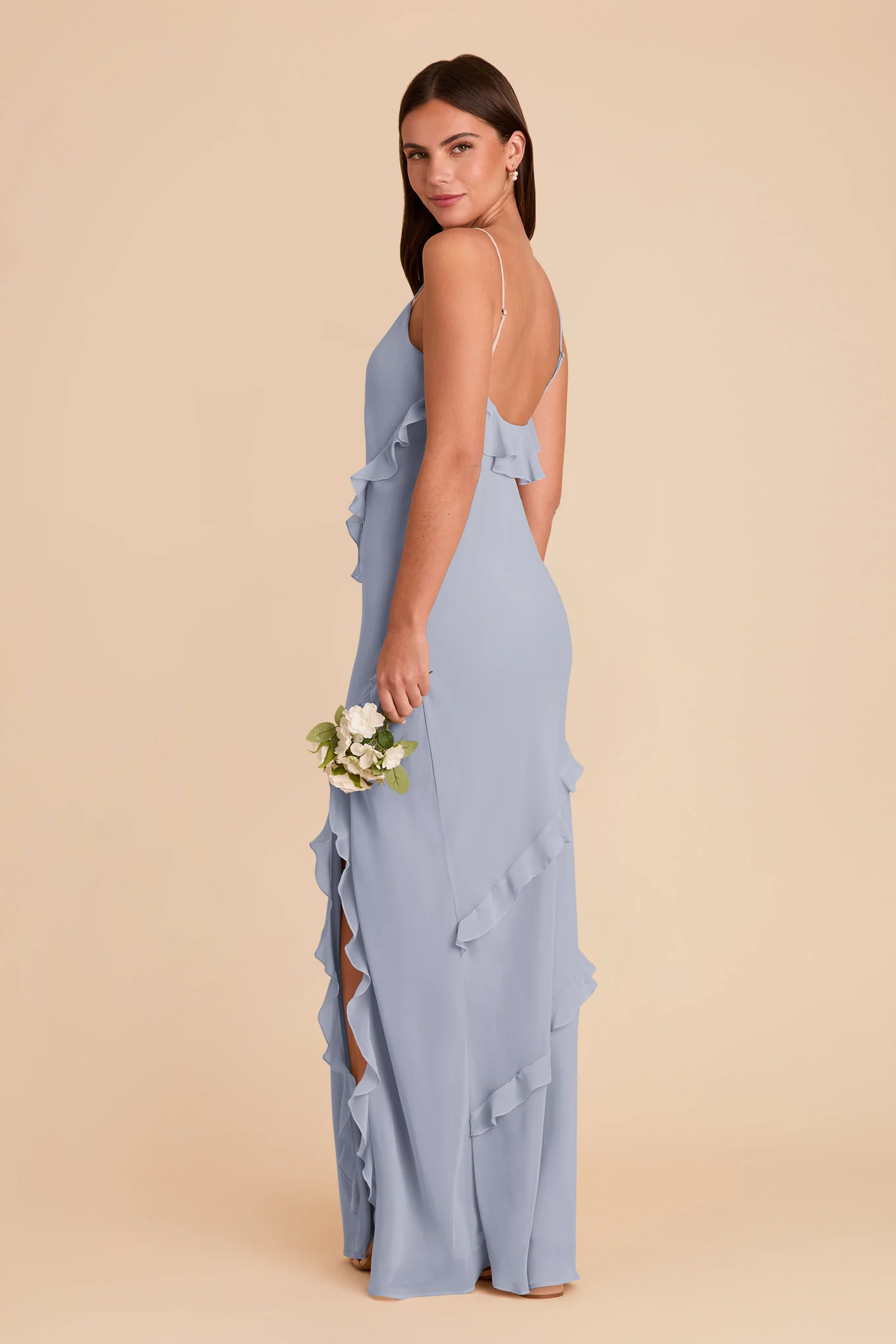 Valentina Chiffon Dress - Dusty Blue - Image 4
