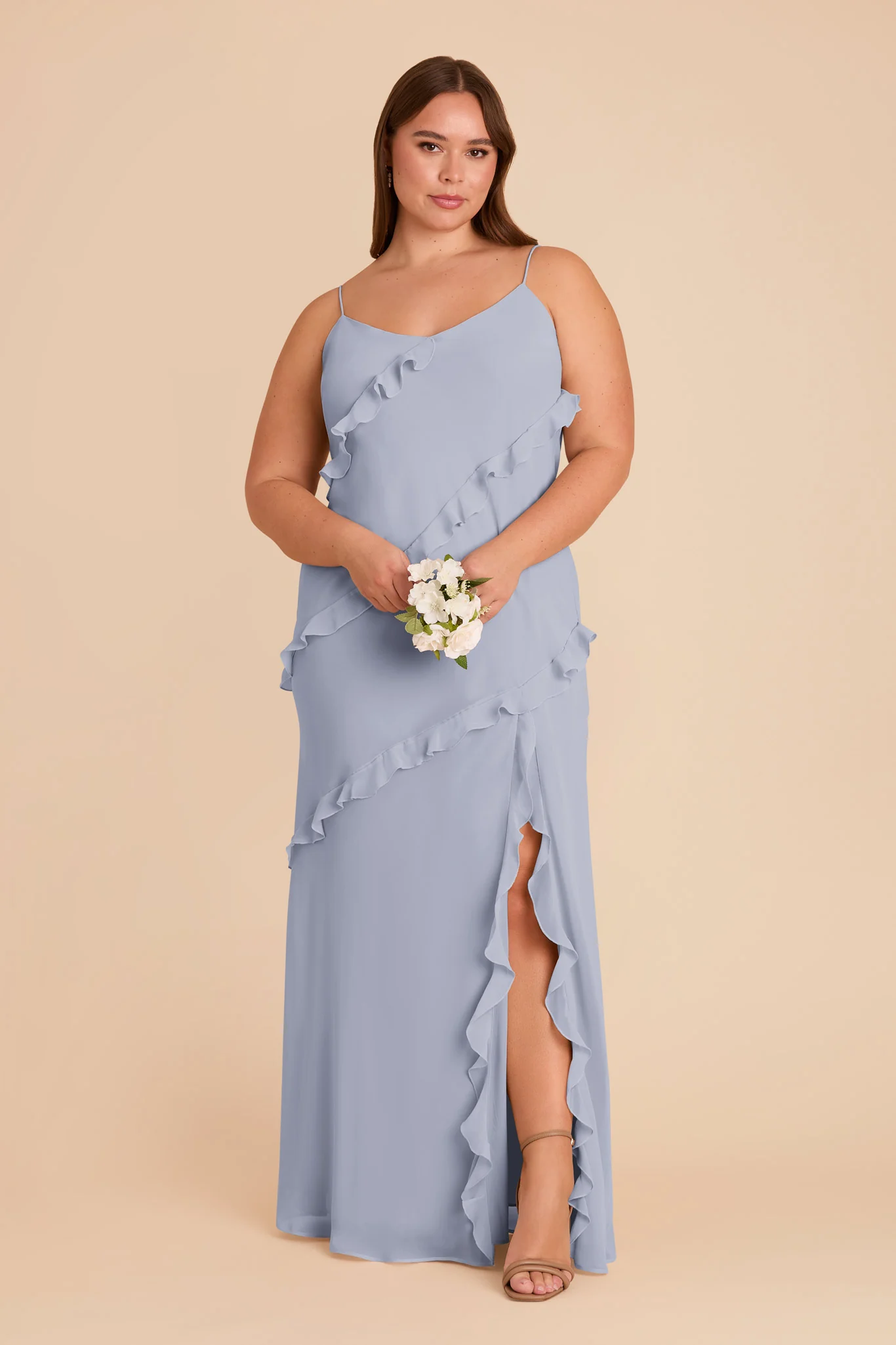 Valentina Chiffon Dress - Dusty Blue - Image 6