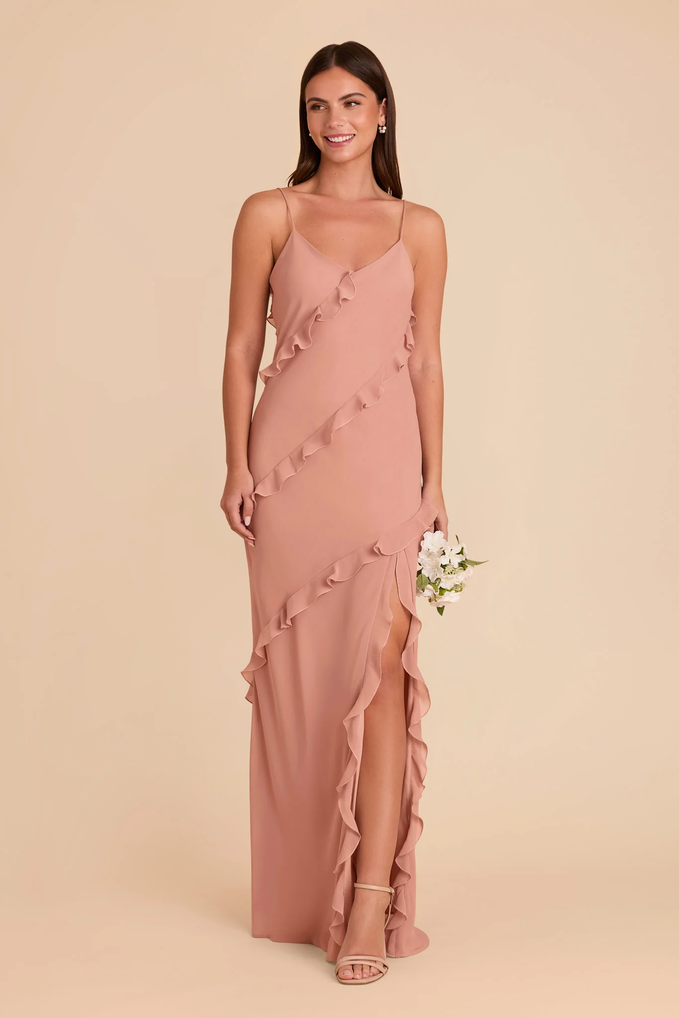 Valentina Chiffon Dress - Dusty Rose - Image 4