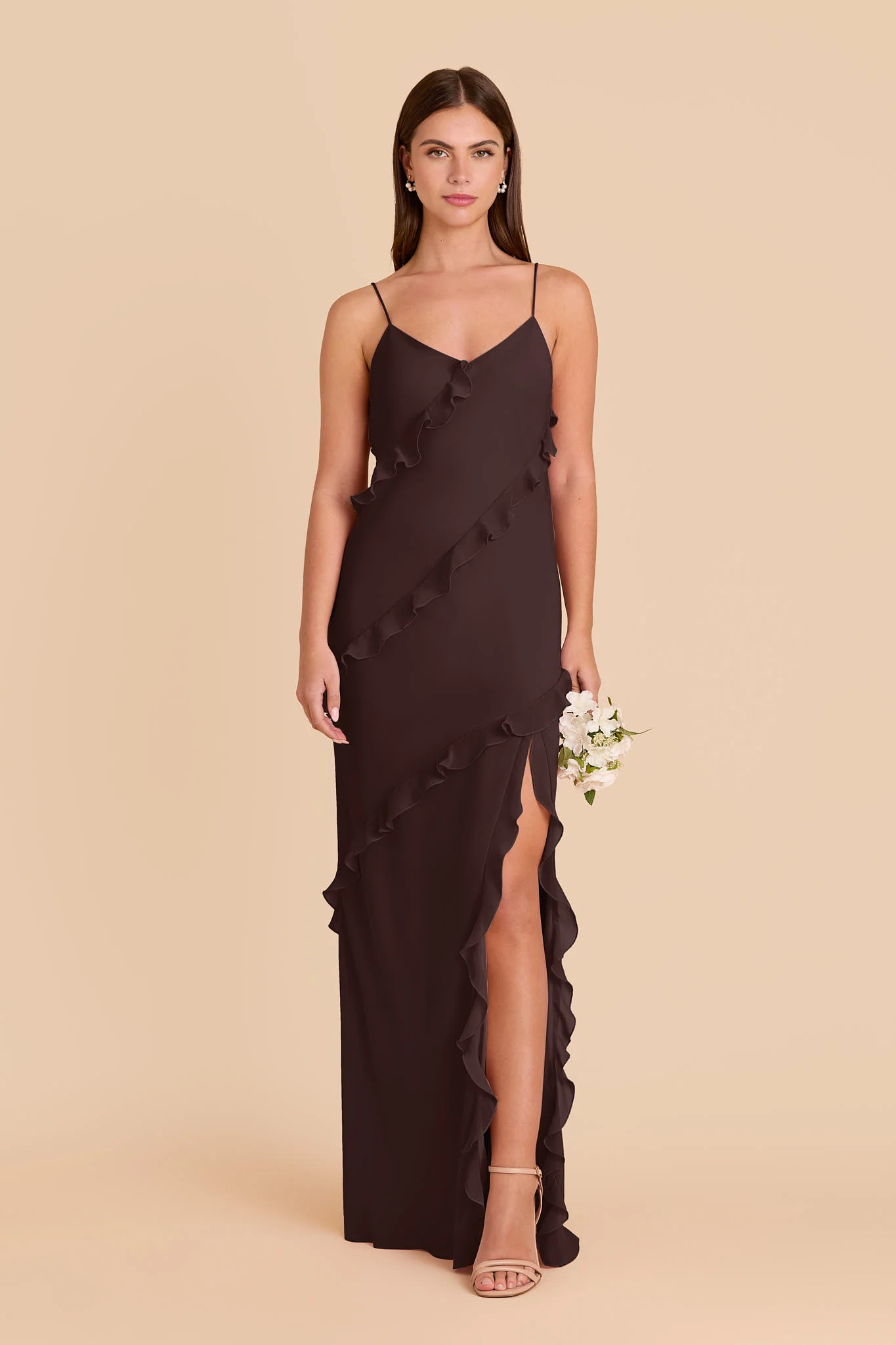 Valentina Chiffon Dress - Espresso