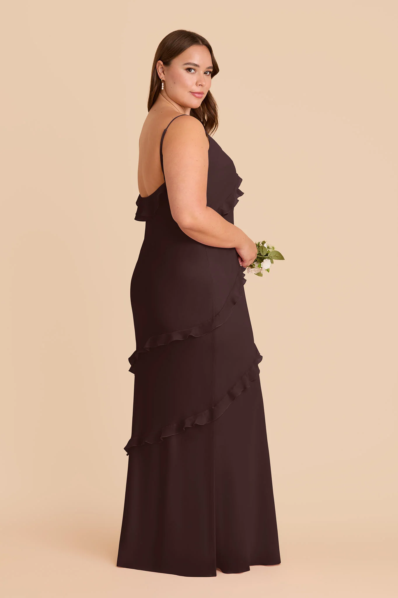 Valentina Chiffon Dress - Espresso - Image 6