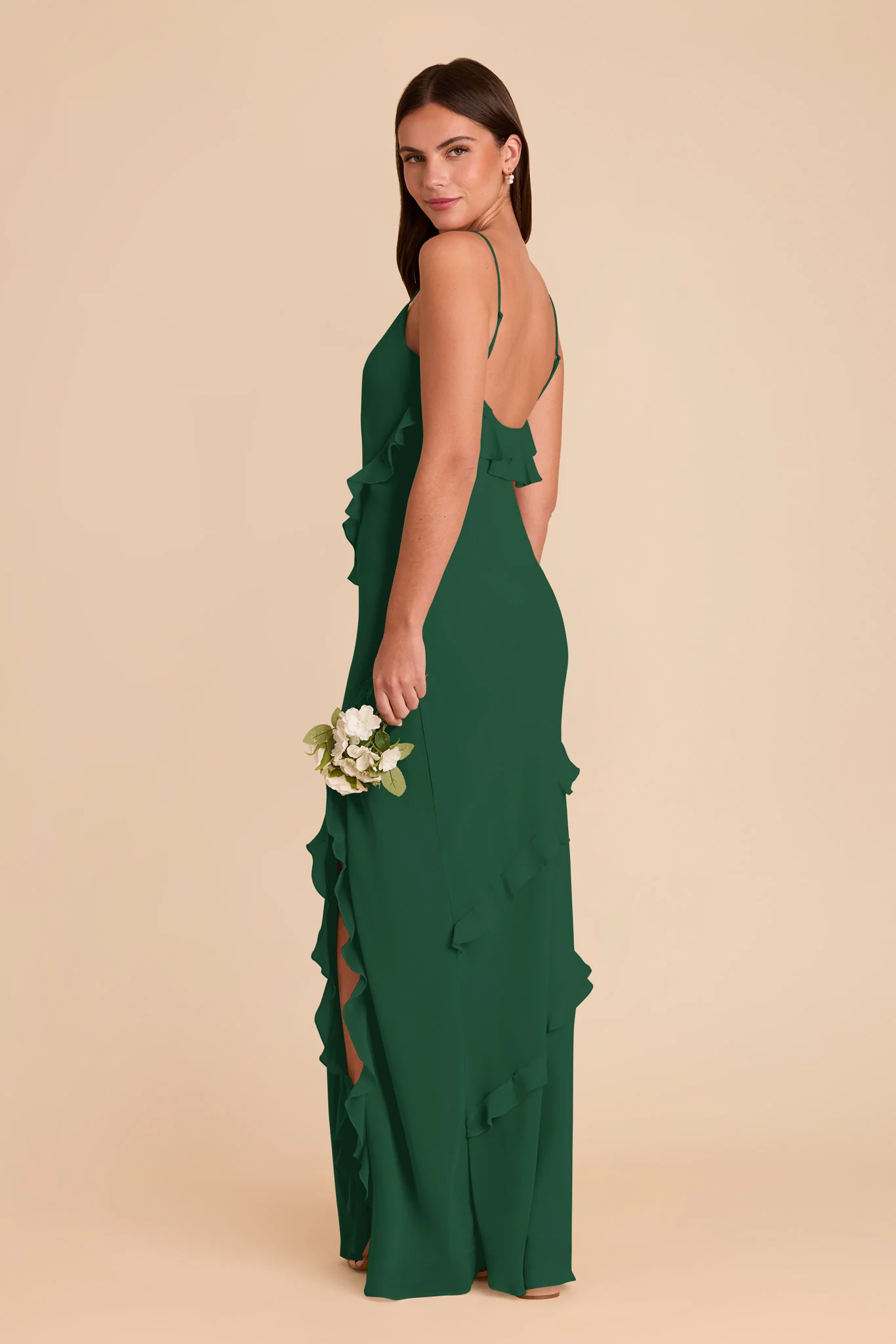 Valentina Chiffon Dress - Forest Green - Image 4