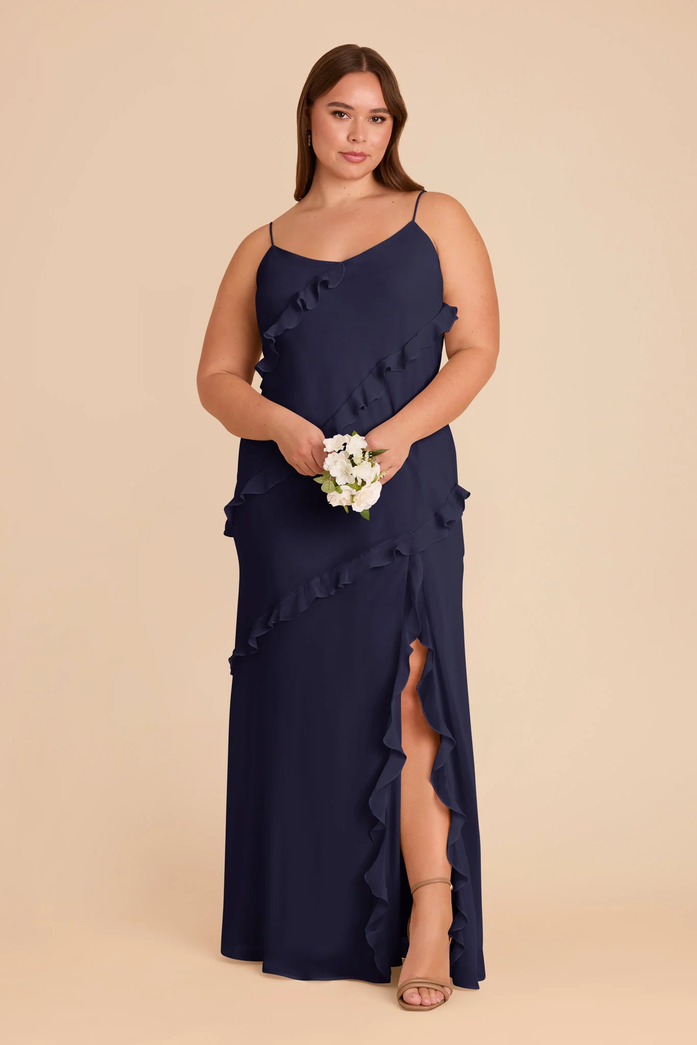 Valentina Chiffon Dress - Navy - Image 6