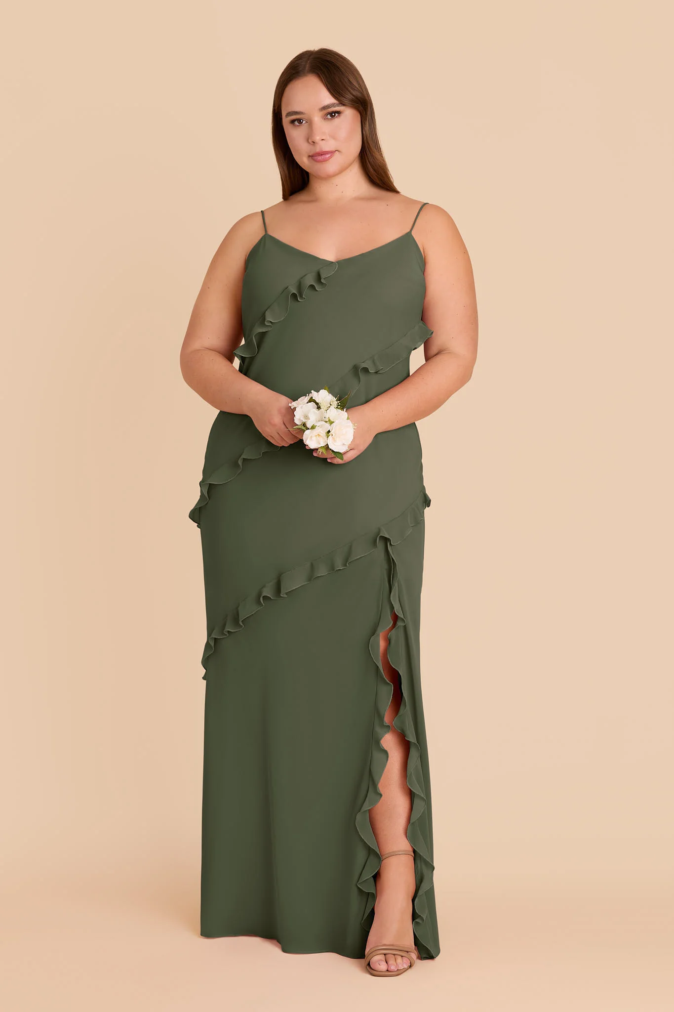Valentina Chiffon Dress - Olive - Image 2