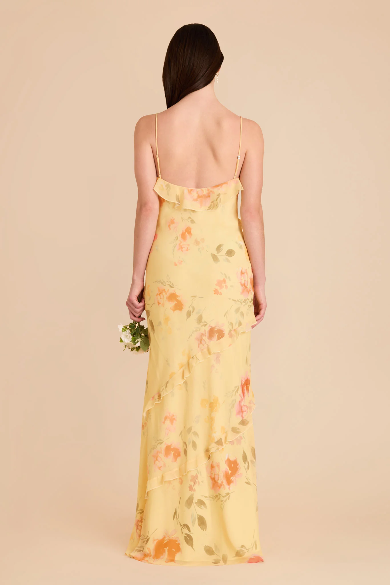 Valentina Chiffon Dress - Pale Yellow Rococo Floral - Image 4