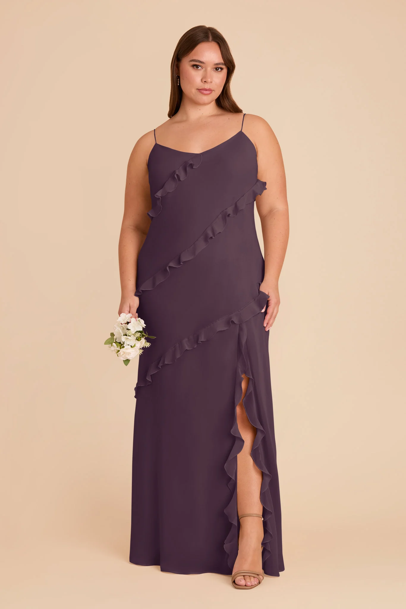 Valentina Chiffon Dress - Plum - Image 2