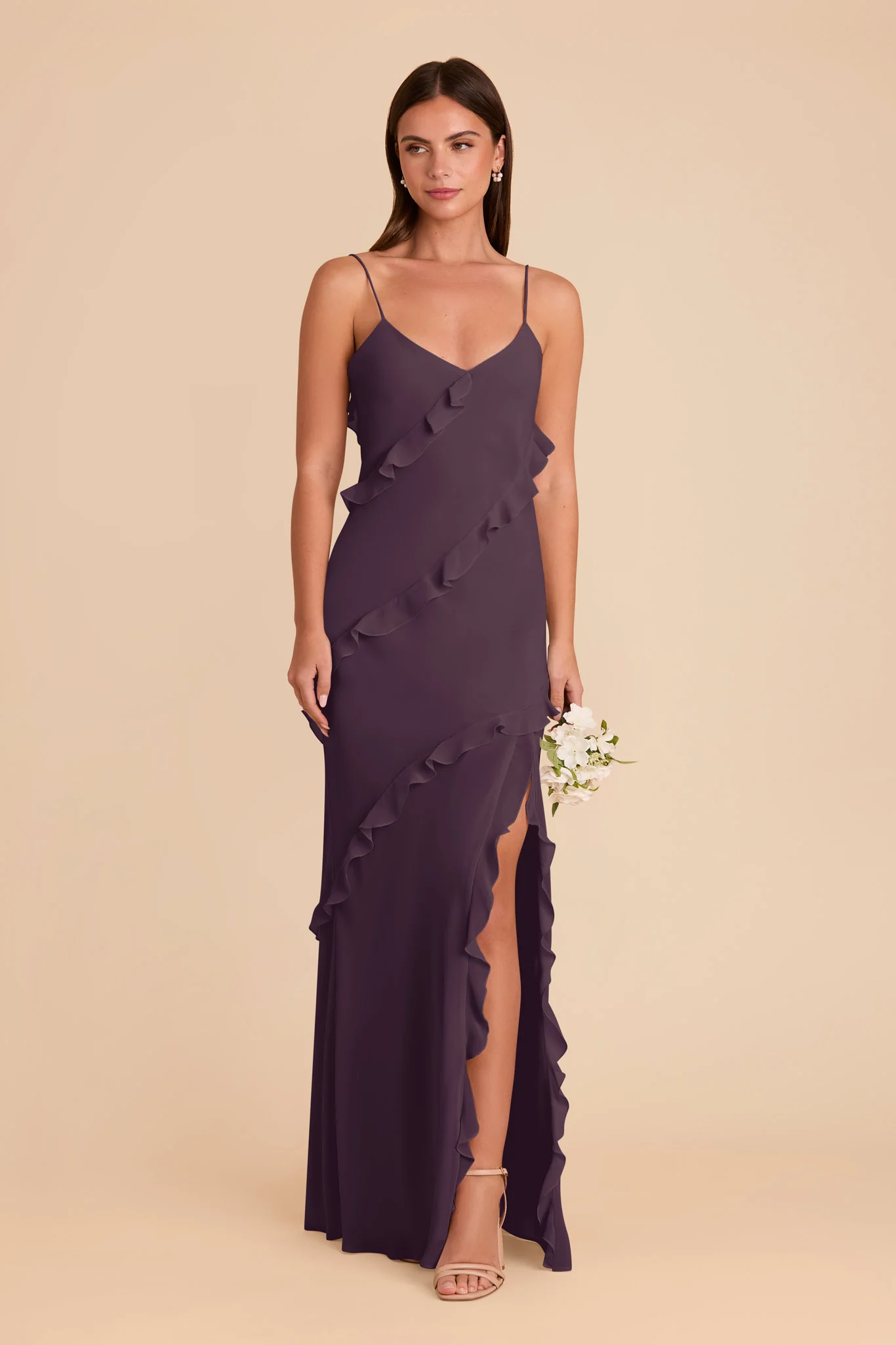 Valentina Chiffon Dress - Plum - Image 3