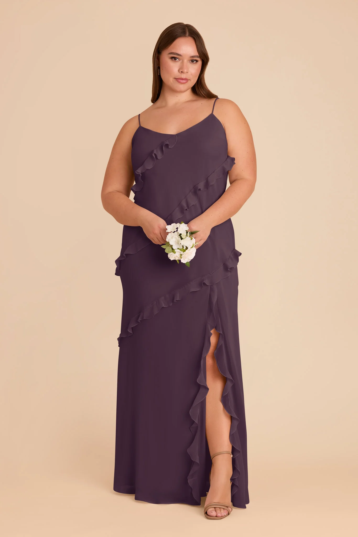 Valentina Chiffon Dress - Plum - Image 6