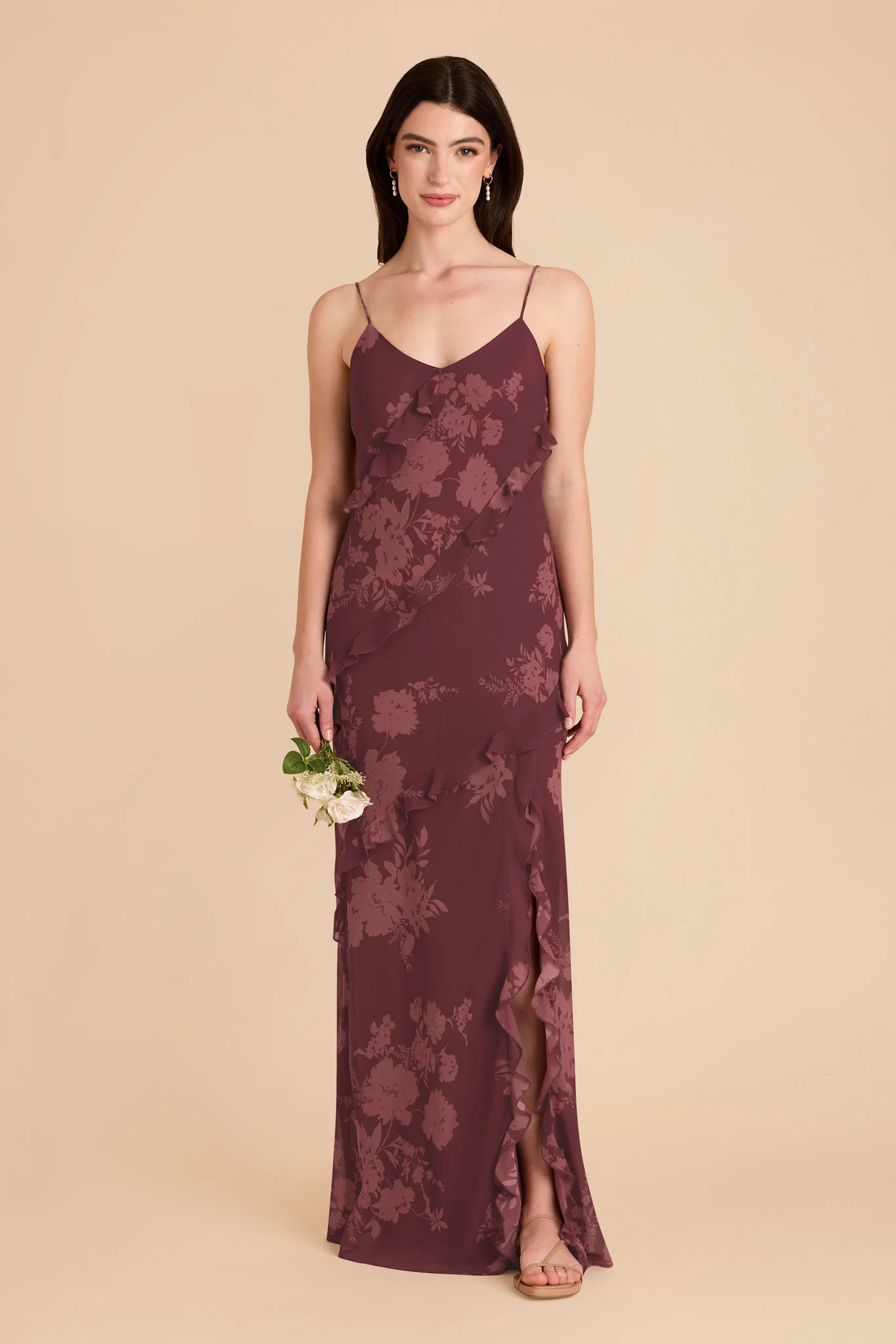 Valentina Chiffon Dress - Sangria Whimsical Blooms - Image 2