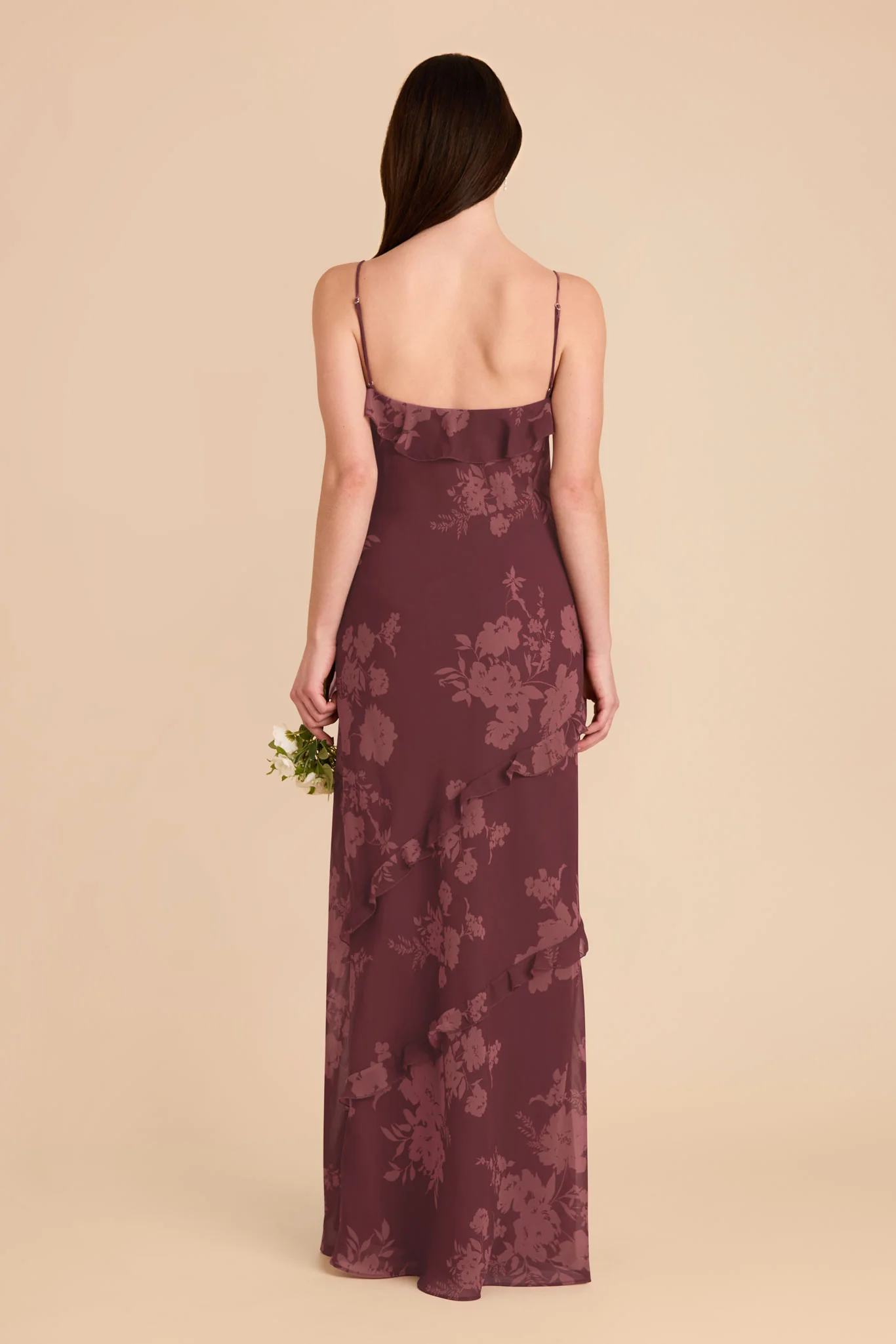 Valentina Chiffon Dress - Sangria Whimsical Blooms - Image 4