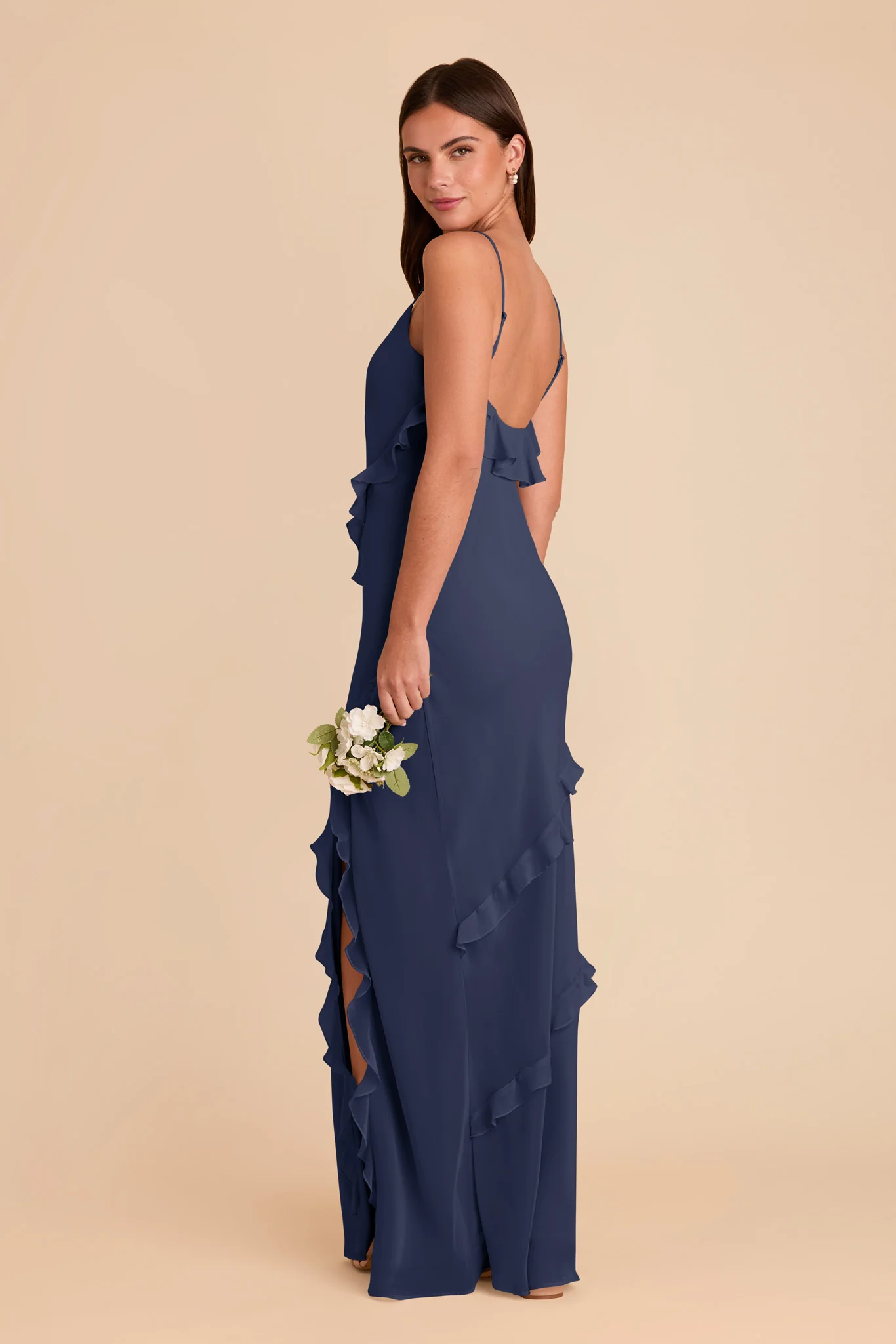 Valentina Chiffon Dress - Slate Blue - Image 4