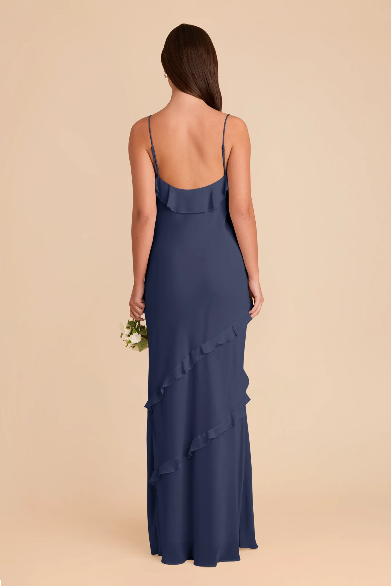 Valentina Chiffon Dress - Slate Blue - Image 5