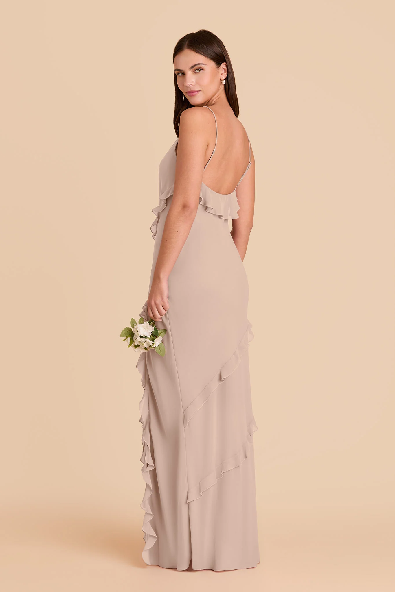 Valentina Chiffon Dress - Taupe - Image 4