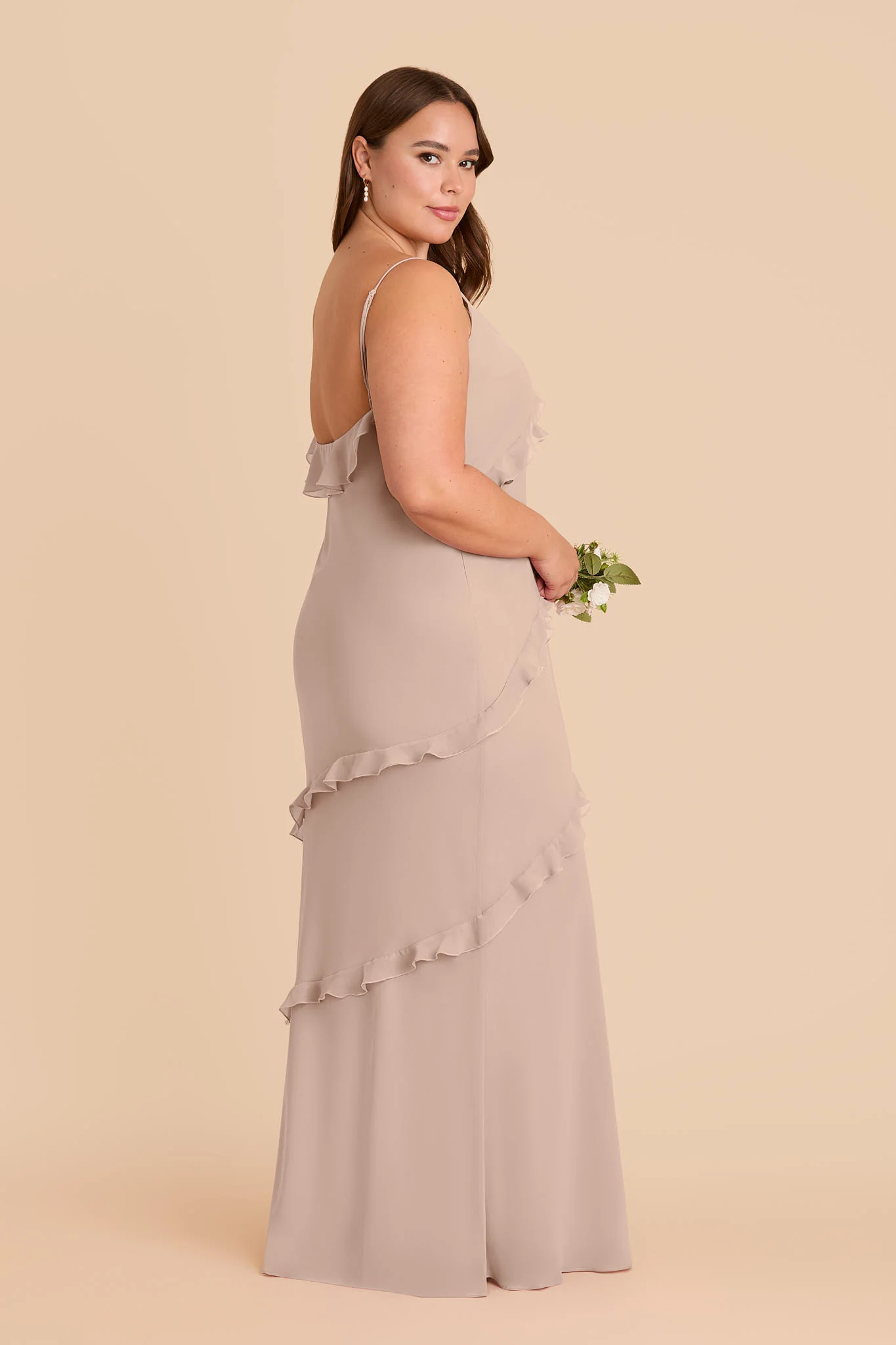 Valentina Chiffon Dress - Taupe - Image 7