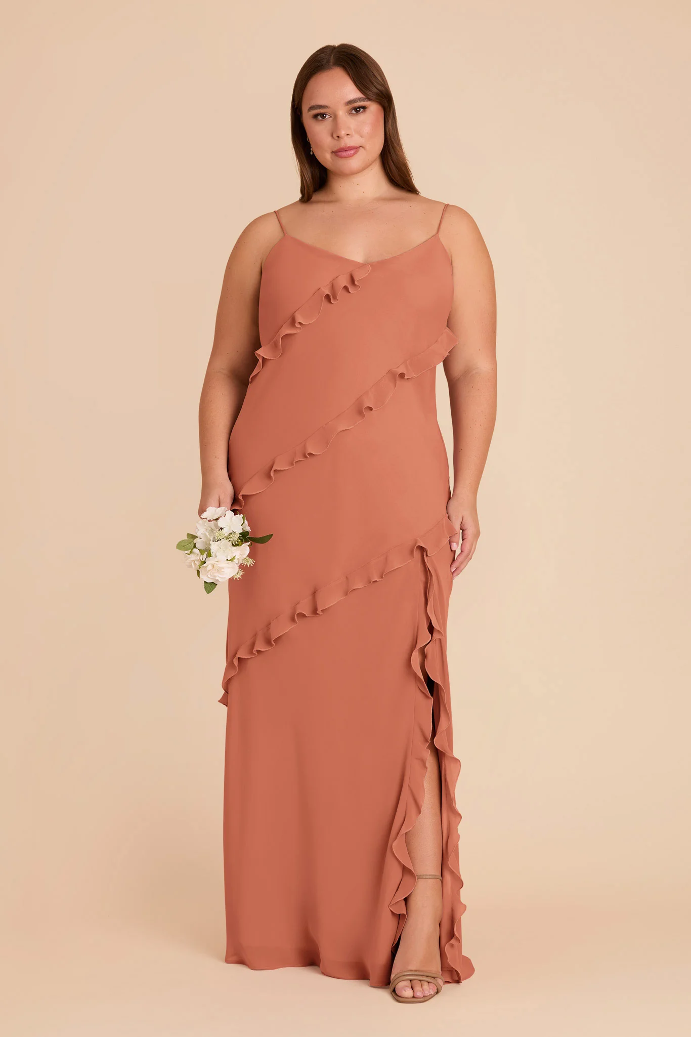Valentina Chiffon Dress - Terracotta - Image 2
