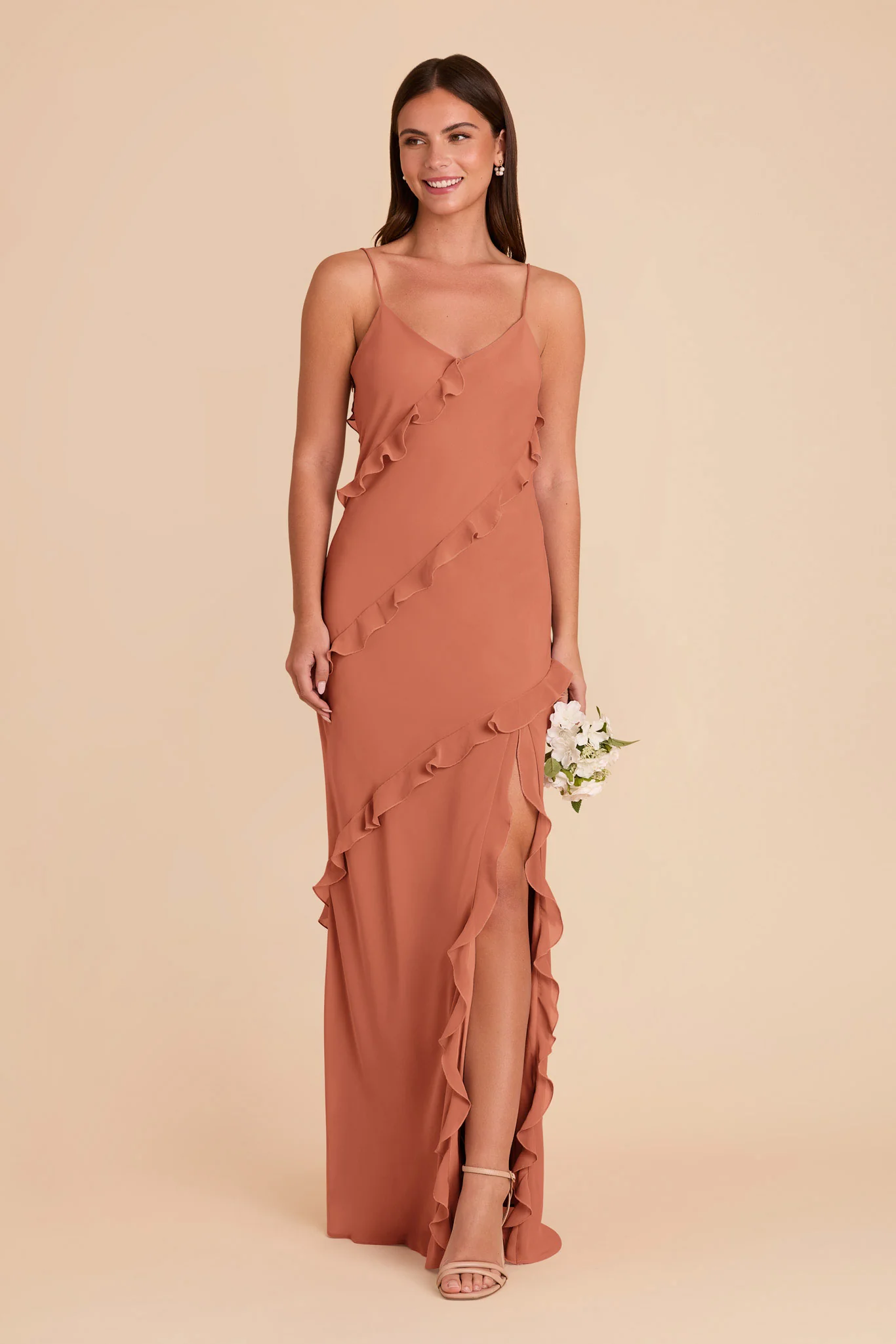 Valentina Chiffon Dress - Terracotta - Image 3