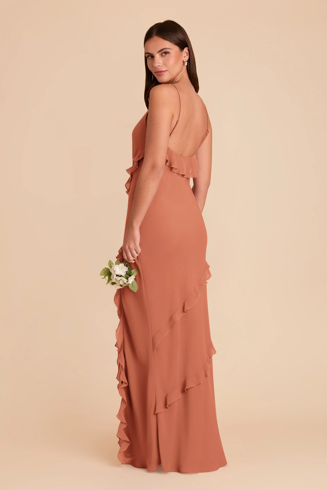 Valentina Chiffon Dress - Terracotta - Image 4