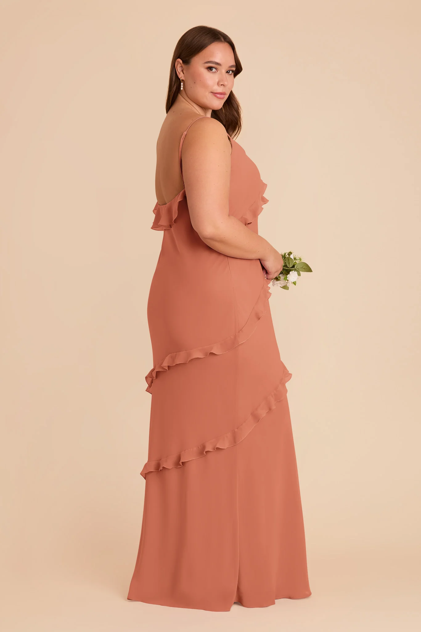 Valentina Chiffon Dress - Terracotta - Image 7