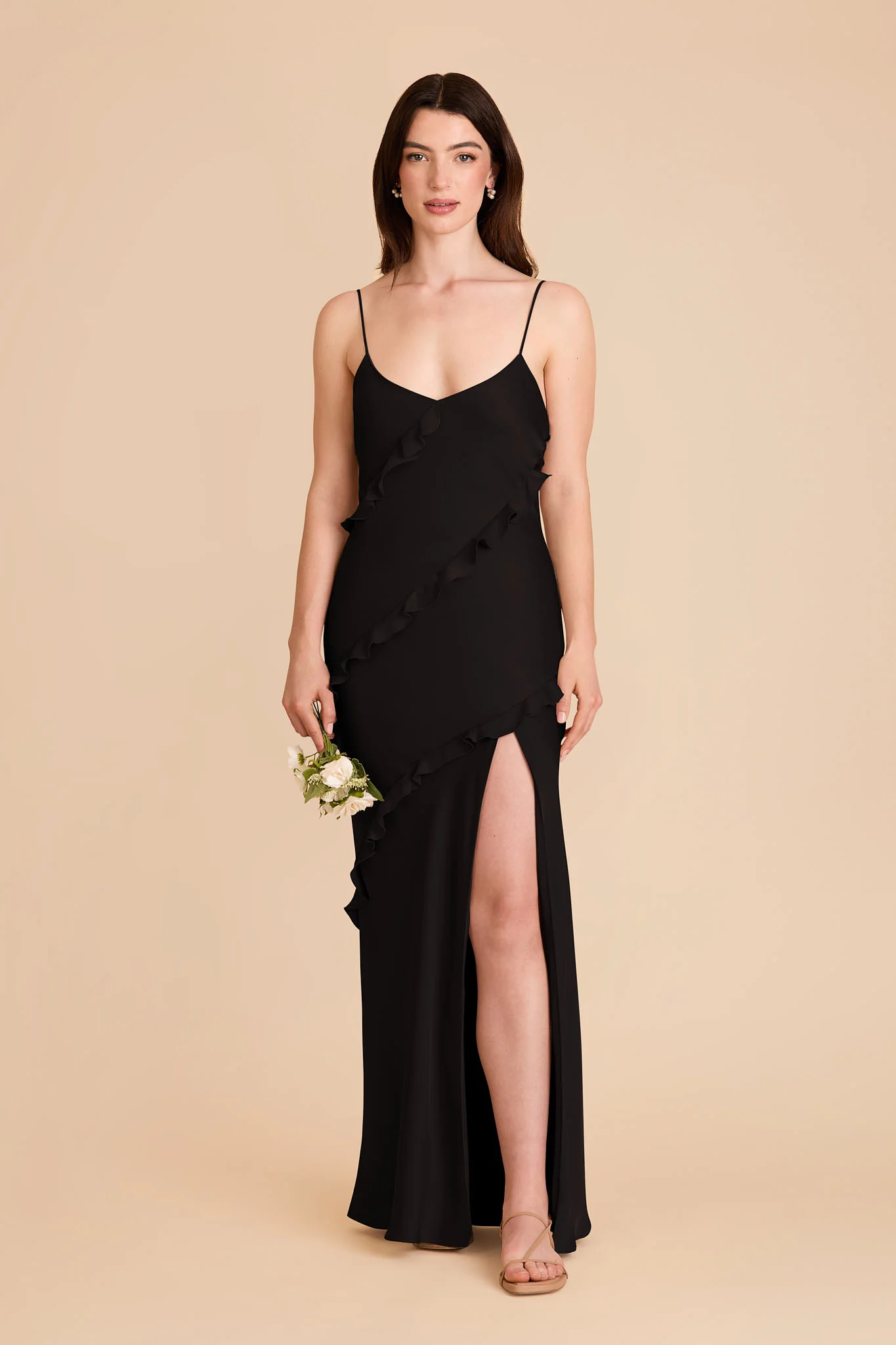 Valentina Matte Satin Dress - Black