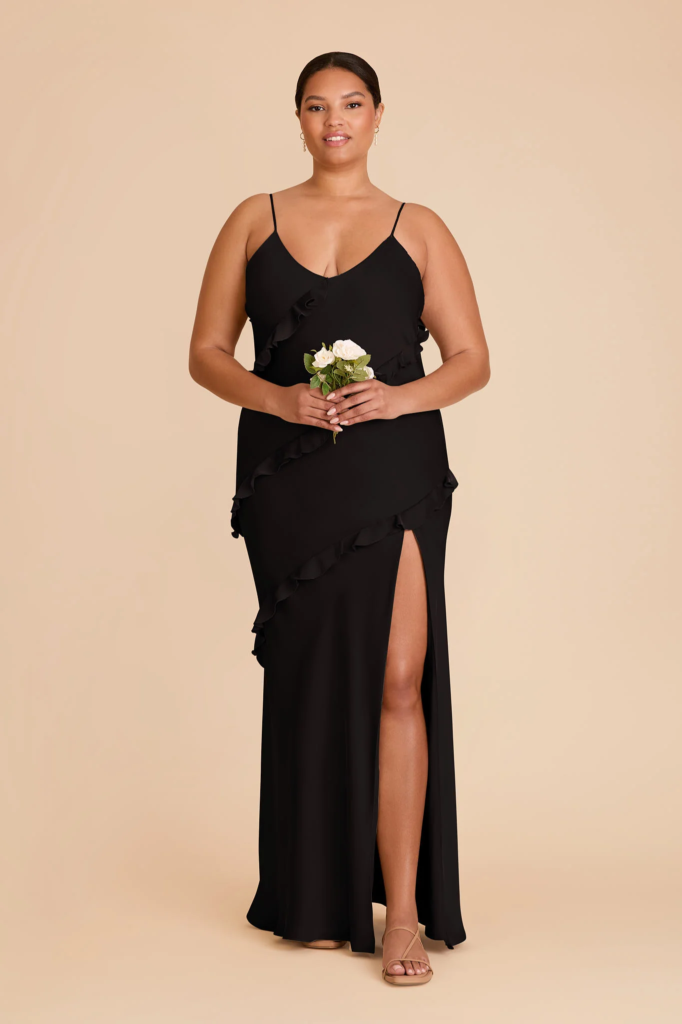 Valentina Matte Satin Dress - Black - Image 6