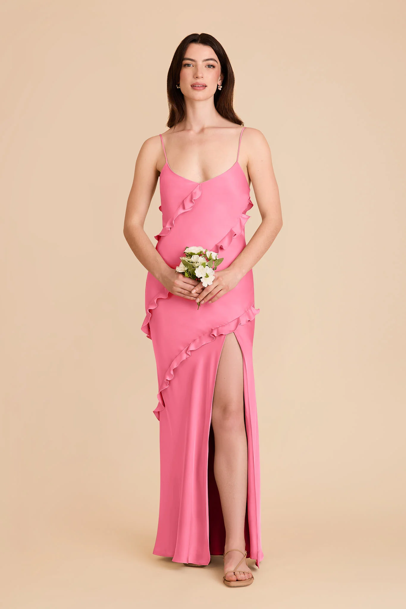 Valentina Matte Satin Dress - Bon Bon Pink
