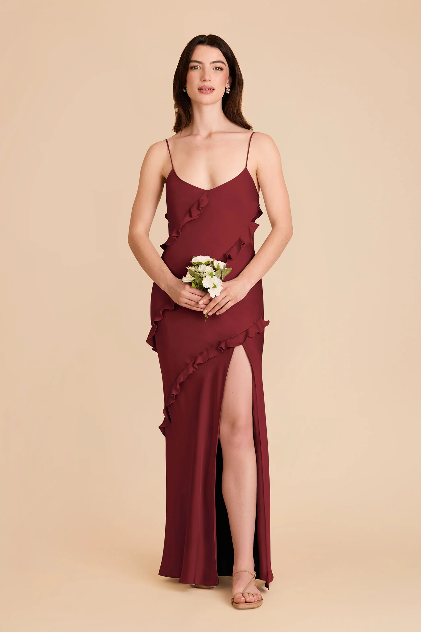 Valentina Matte Satin Dress - Burgundy