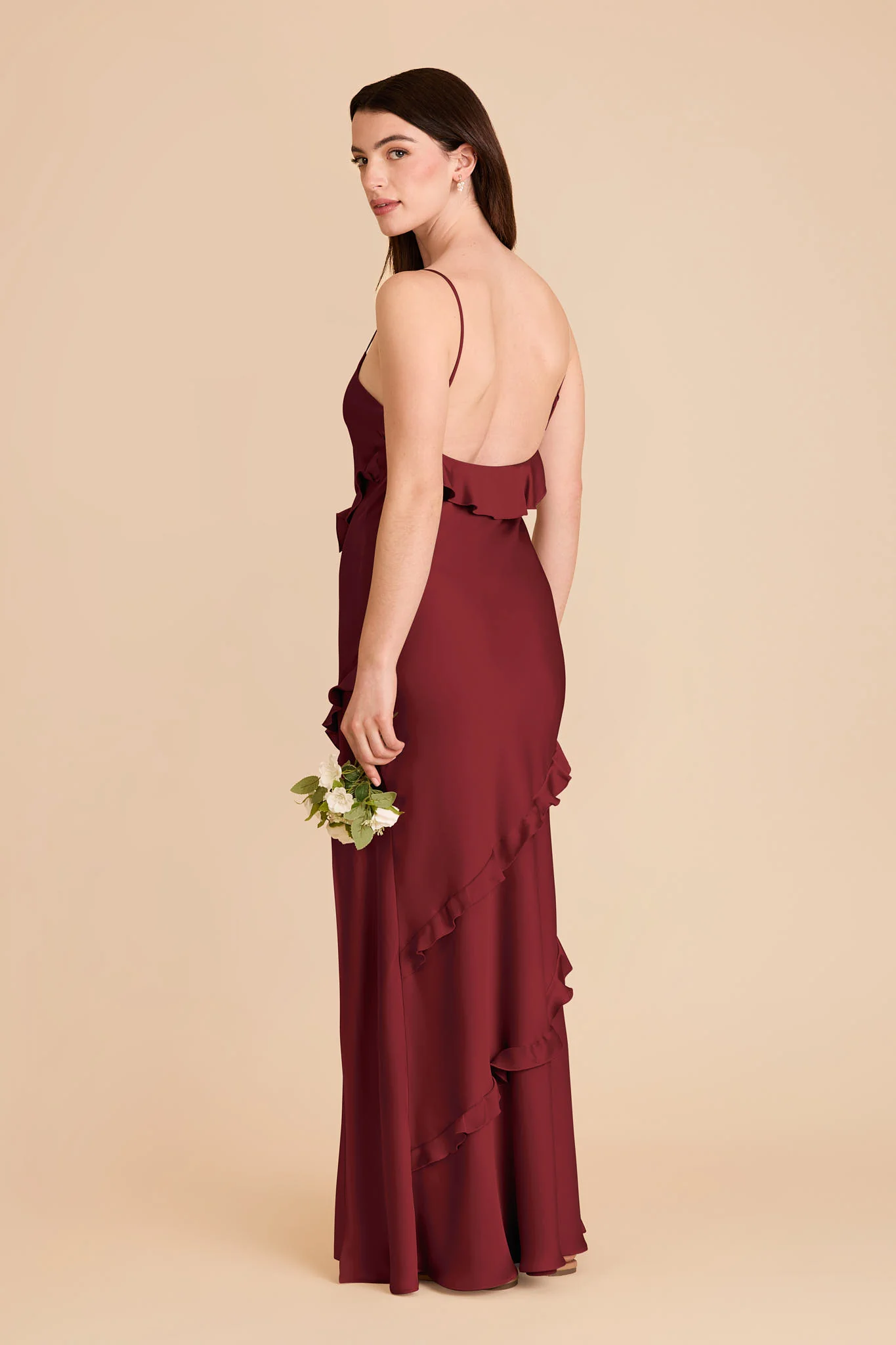 Valentina Matte Satin Dress - Burgundy - Image 4
