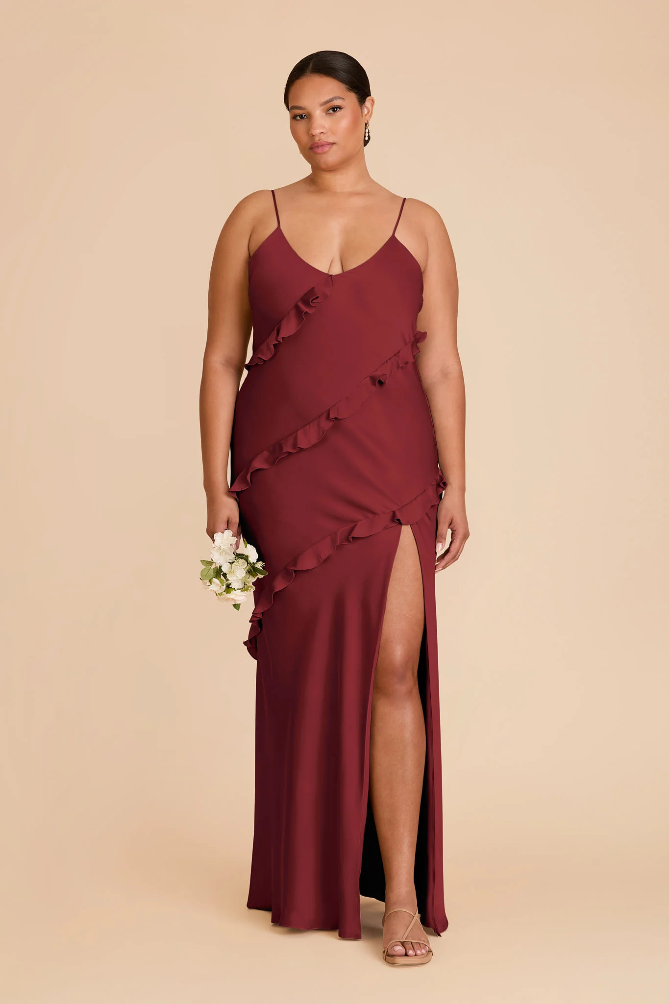 Valentina Matte Satin Dress - Burgundy - Image 6