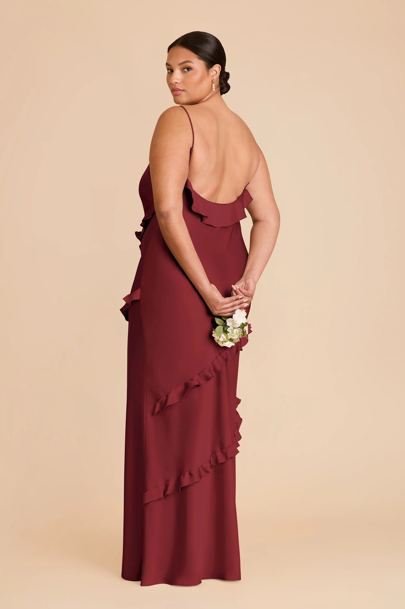 Valentina Matte Satin Dress - Burgundy - Image 7