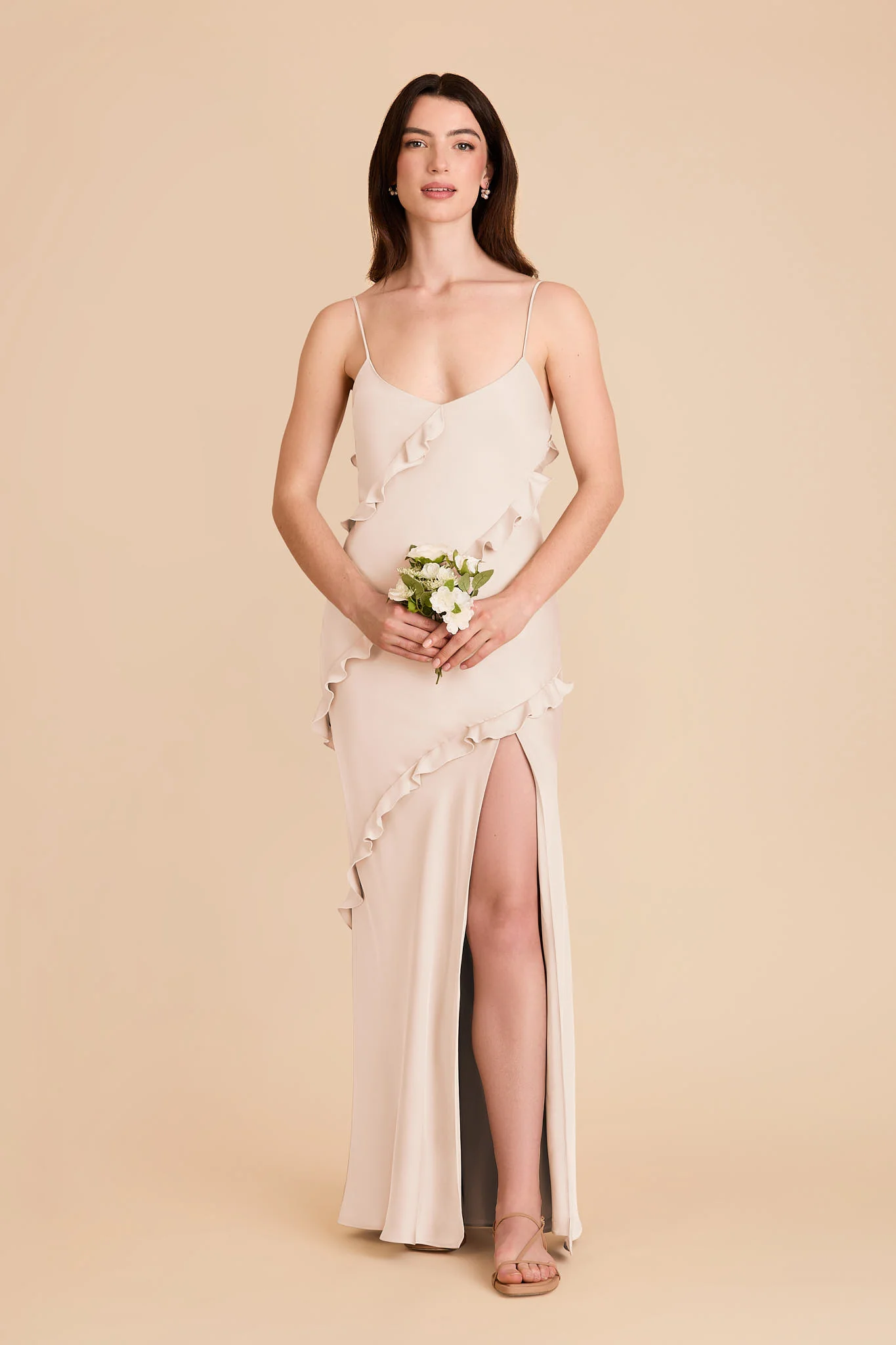Valentina Matte Satin Dress - Champagne - Image 3
