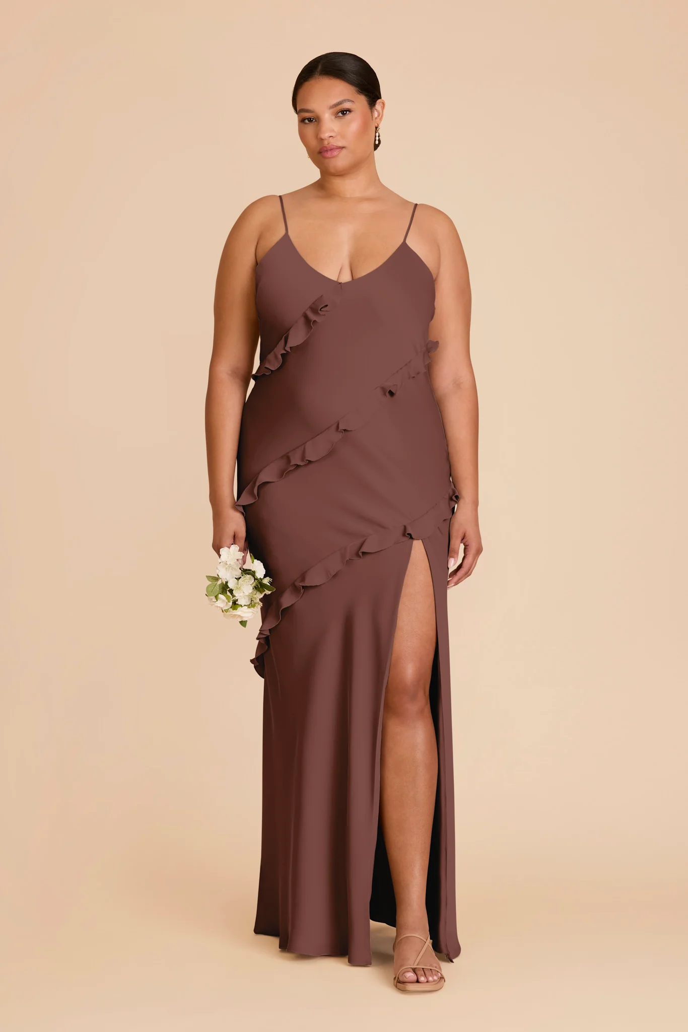 Valentina Matte Satin Dress - Chocolate Brown - Image 2