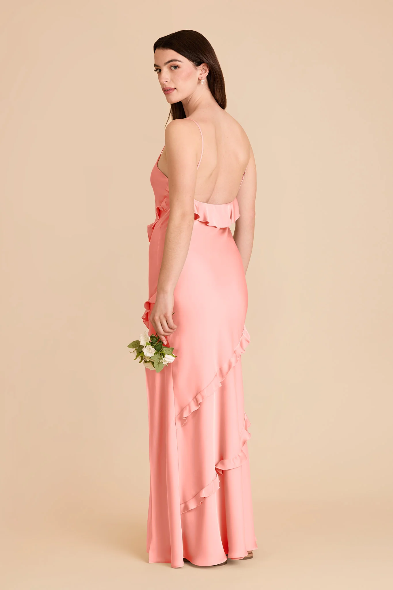 Valentina Matte Satin Dress - Coral Pink - Image 4