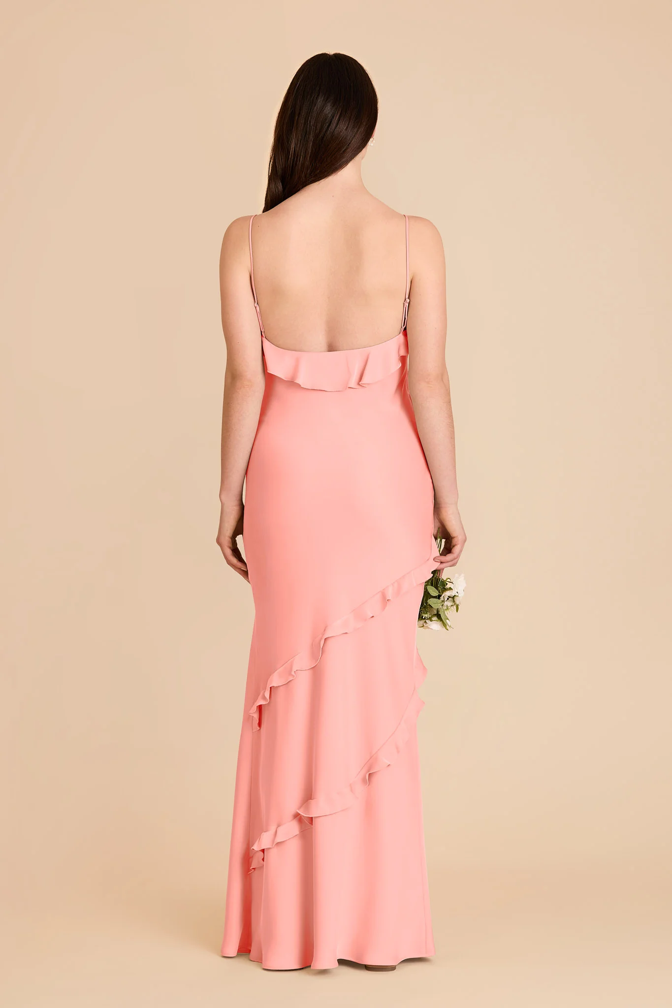 Valentina Matte Satin Dress - Coral Pink - Image 5