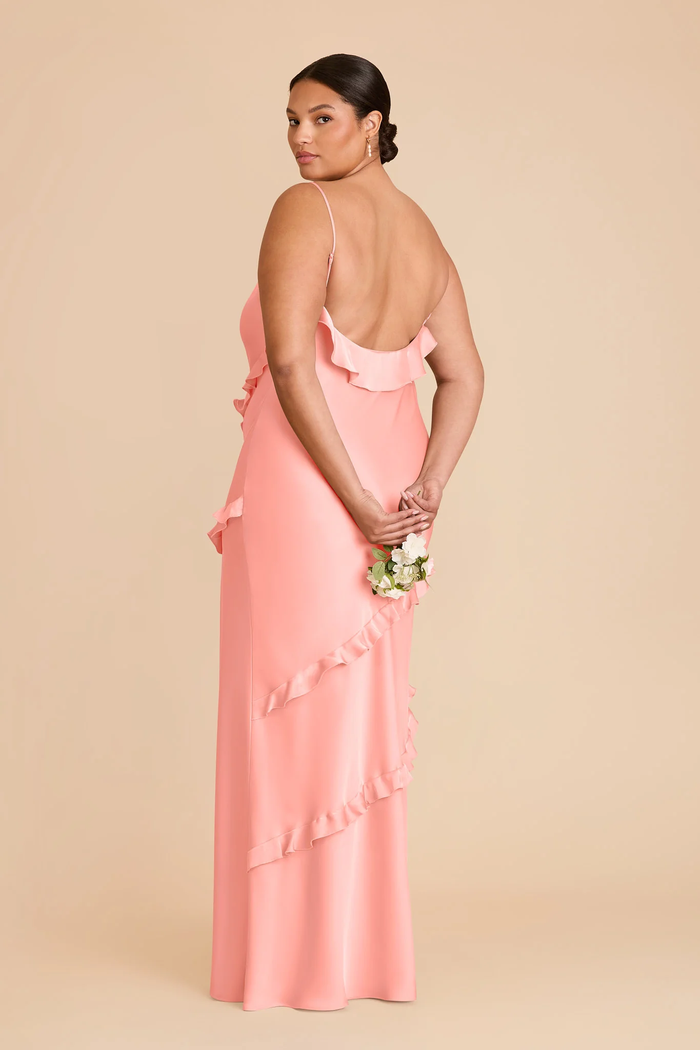 Valentina Matte Satin Dress - Coral Pink - Image 7