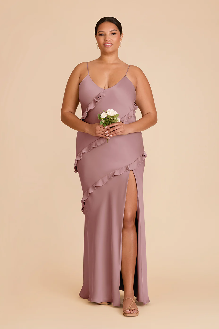 Valentina Matte Satin Dress - Dark Mauve - Image 2