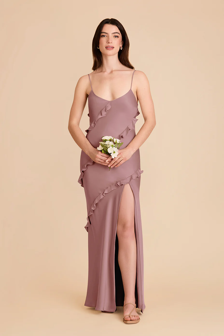 Valentina Matte Satin Dress - Dark Mauve - Image 3