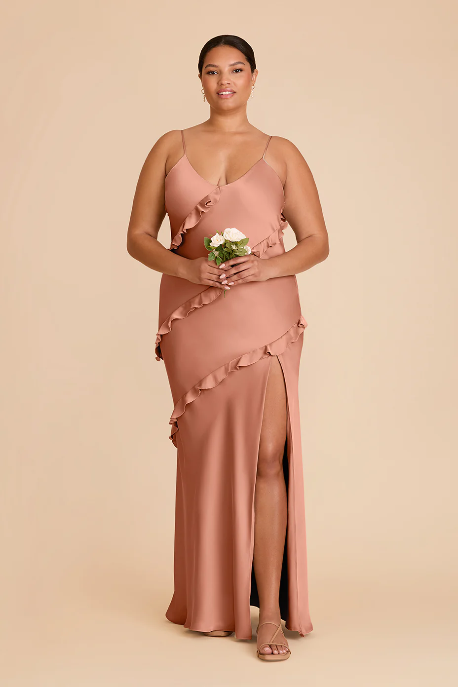 Valentina Matte Satin Dress - Desert Rose - Image 2