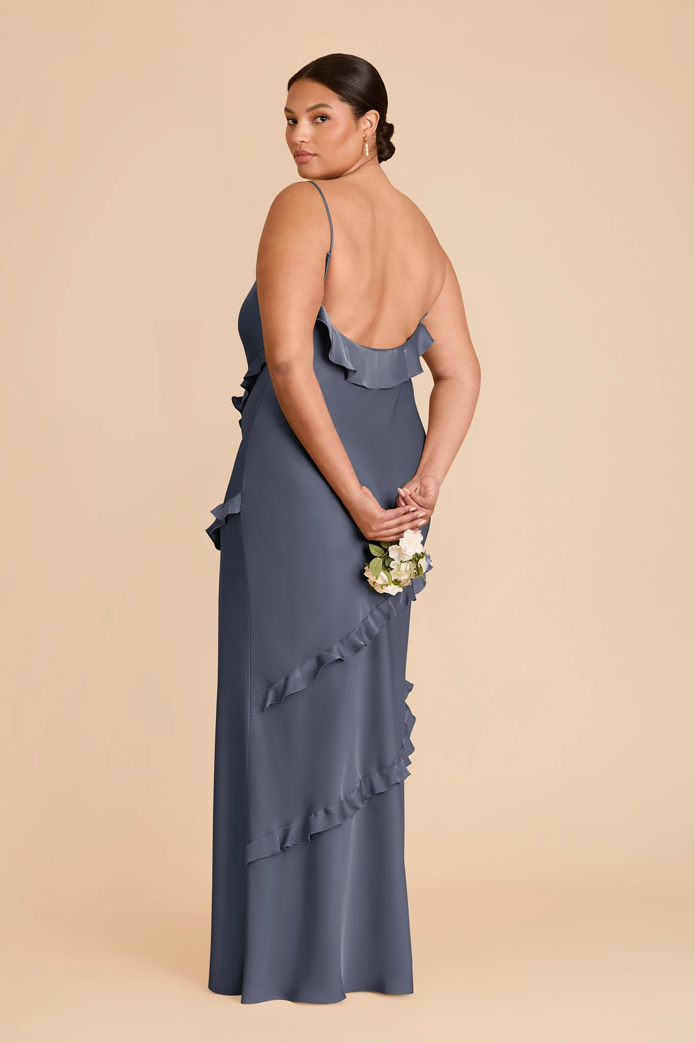 Valentina Matte Satin Dress - Dusk Blue - Image 7