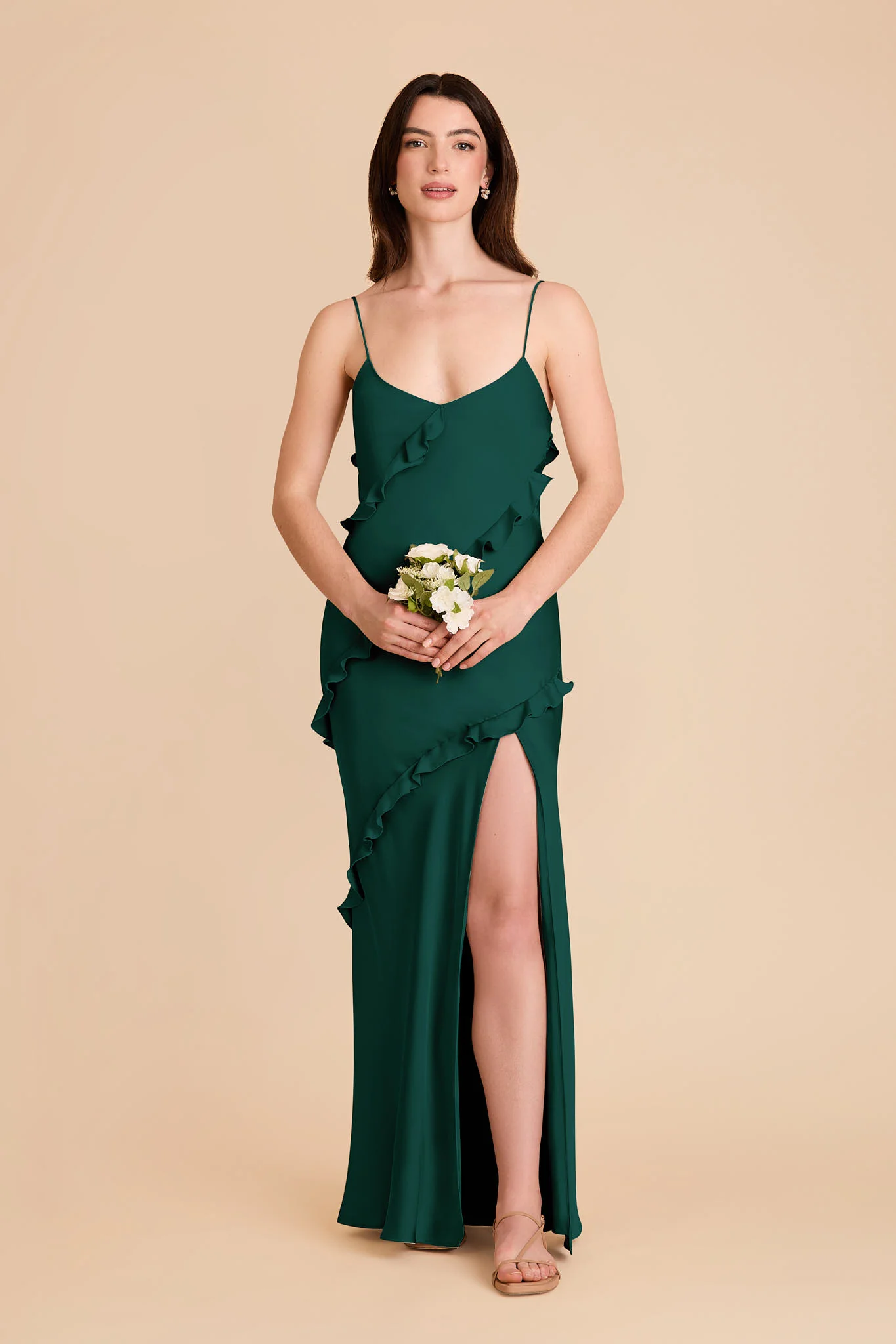 Valentina Matte Satin Dress - Emerald - Image 3