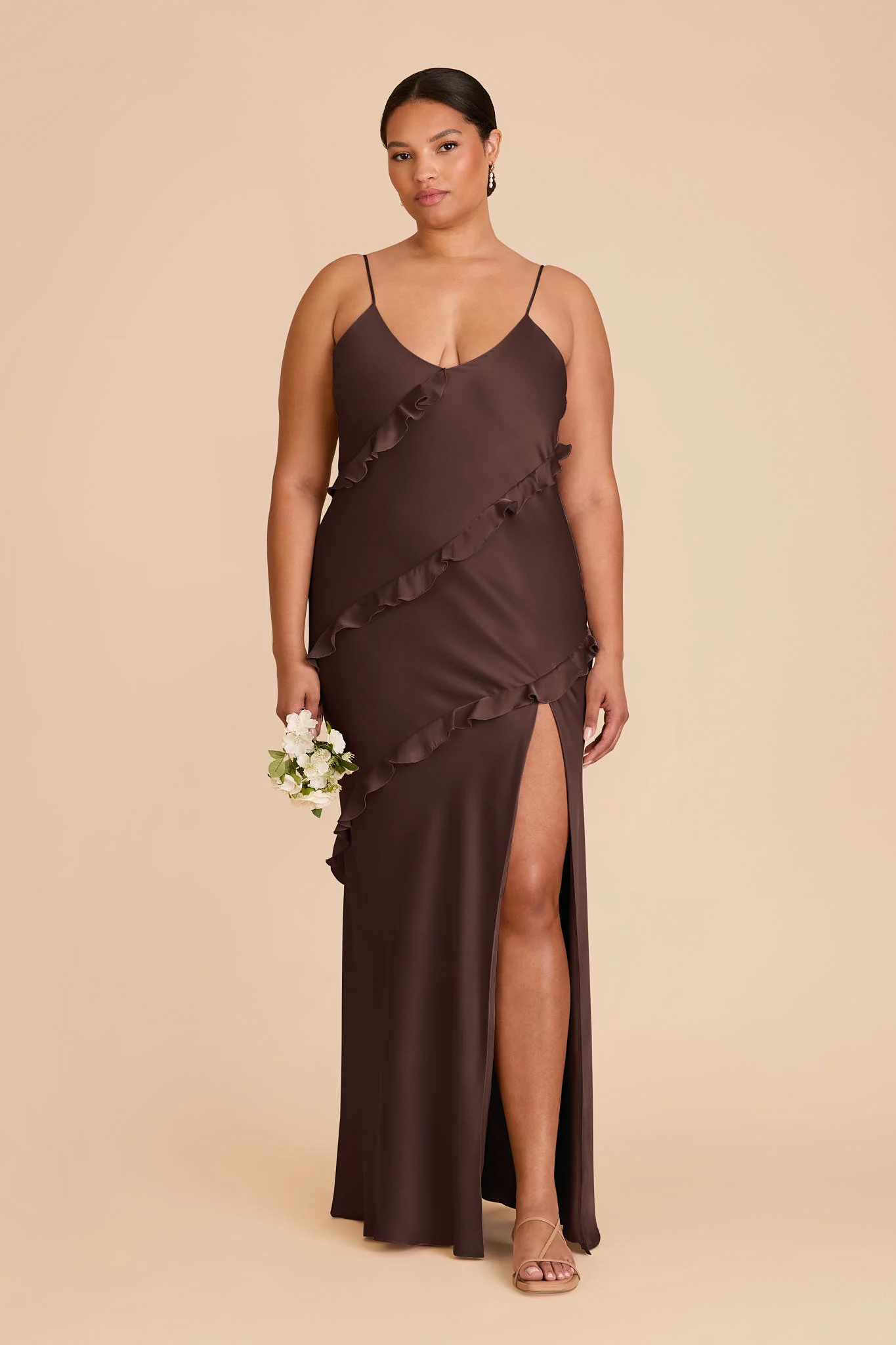 Valentina Matte Satin Dress - Espresso - Image 2