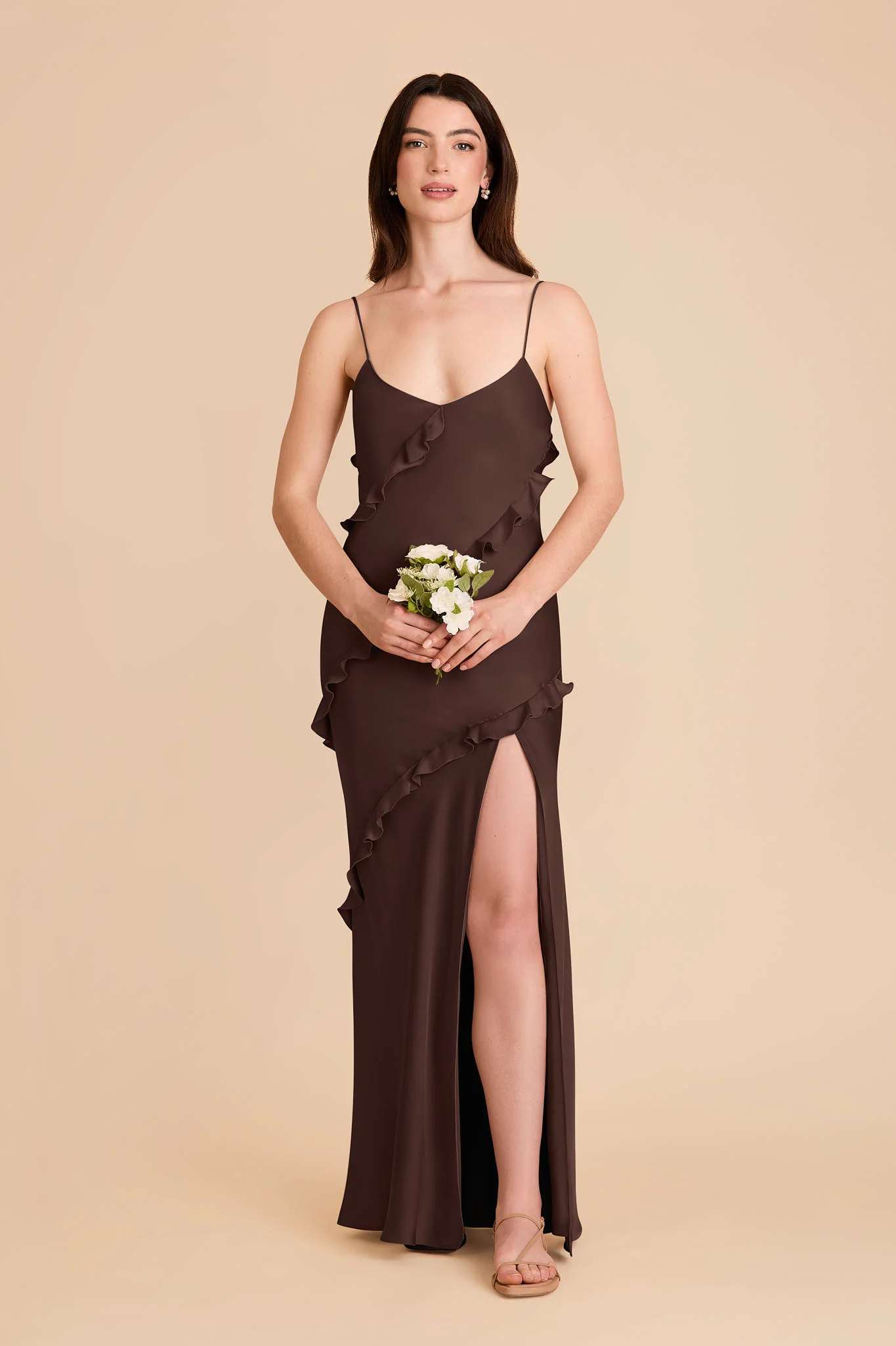 Valentina Matte Satin Dress - Espresso - Image 3