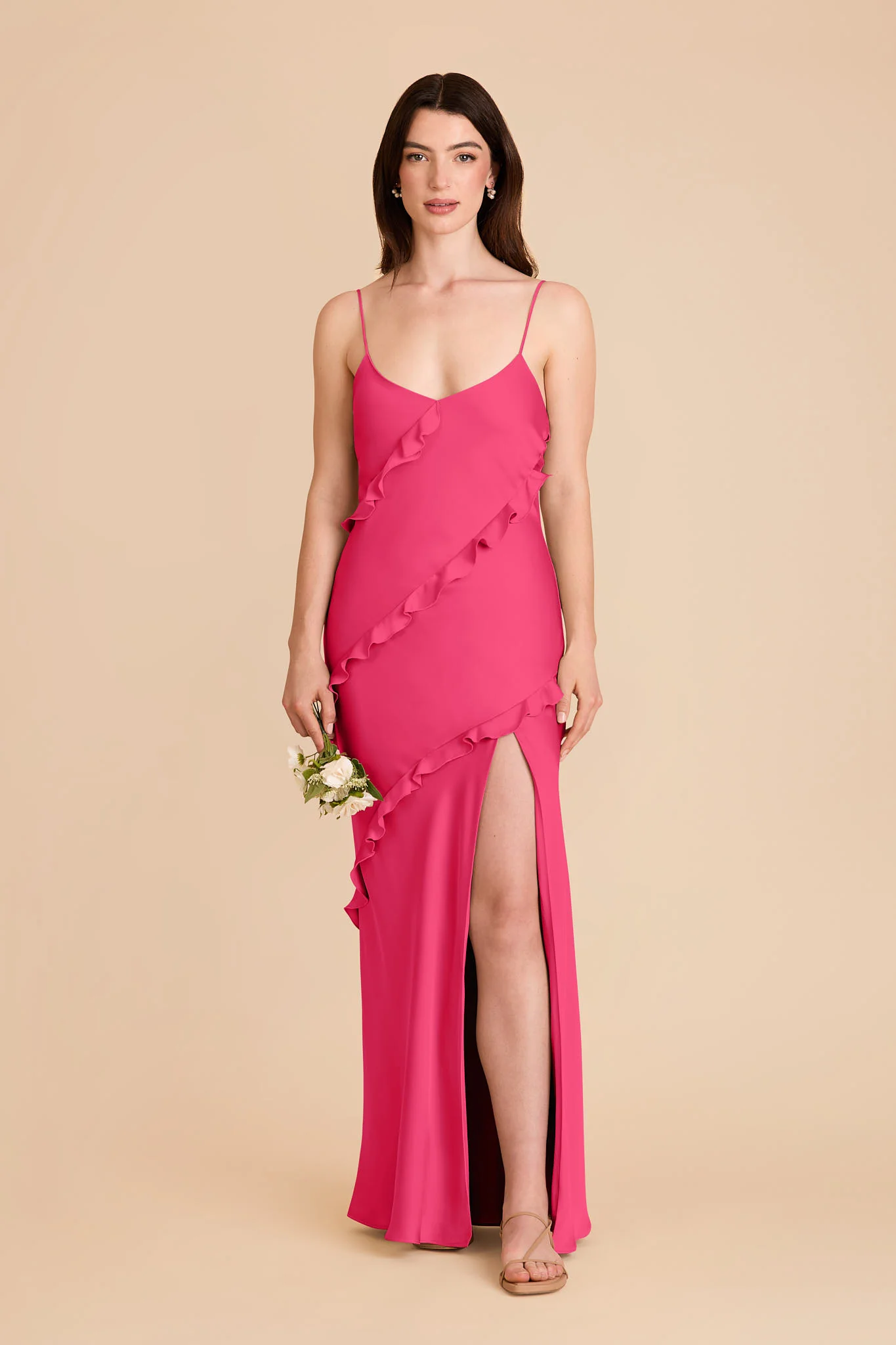 Valentina Matte Satin Dress - Fuchsia