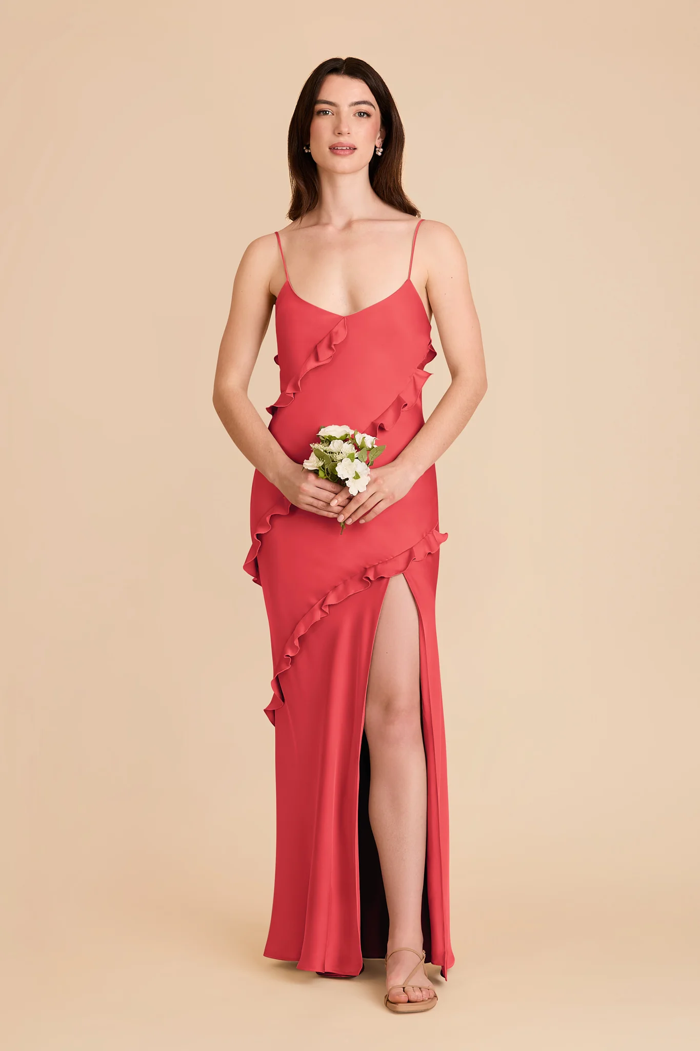 Valentina Matte Satin Dress - Guava - Image 3