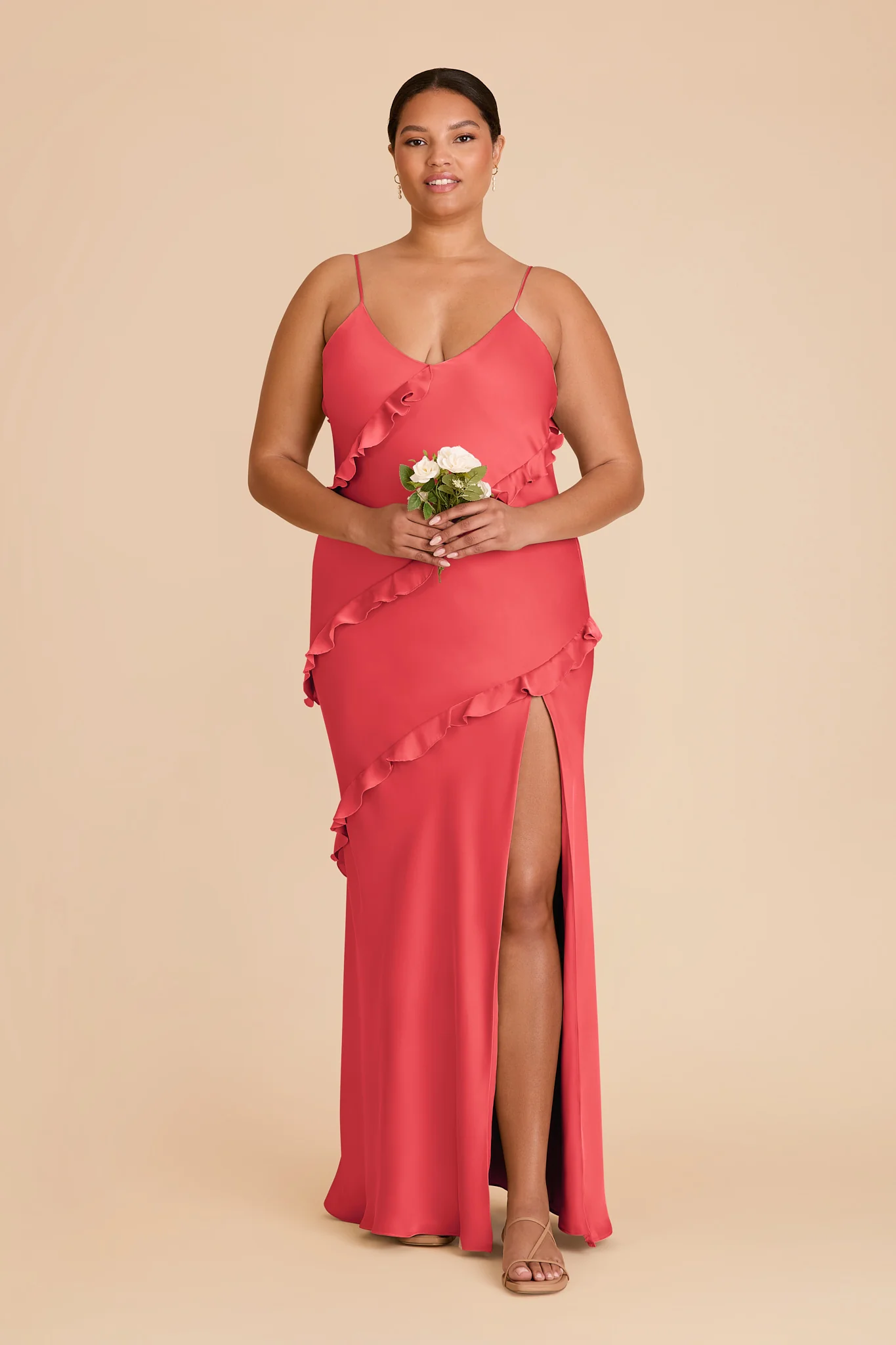 Valentina Matte Satin Dress - Guava - Image 6