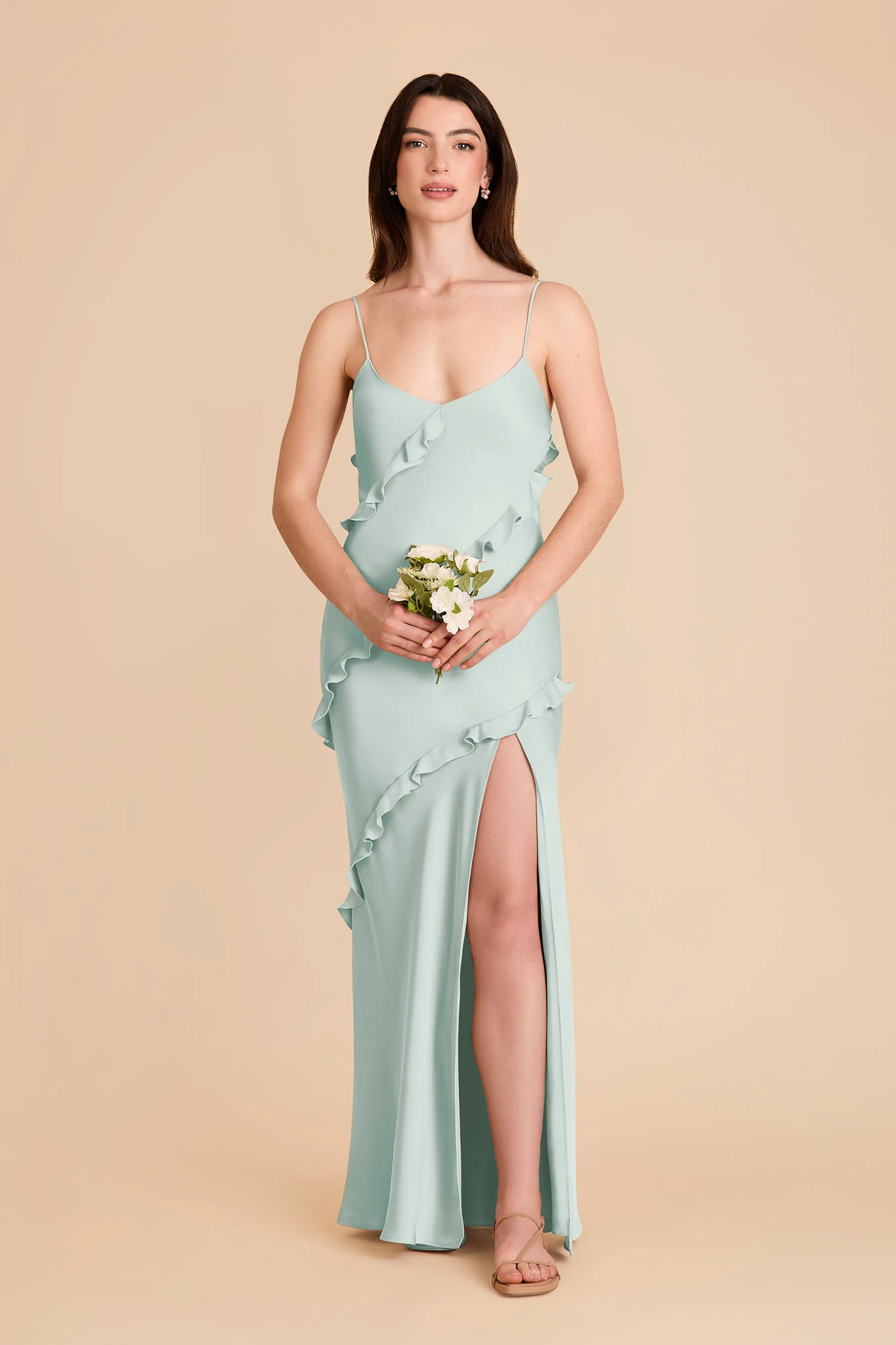Valentina Matte Satin Dress - Mint - Image 3
