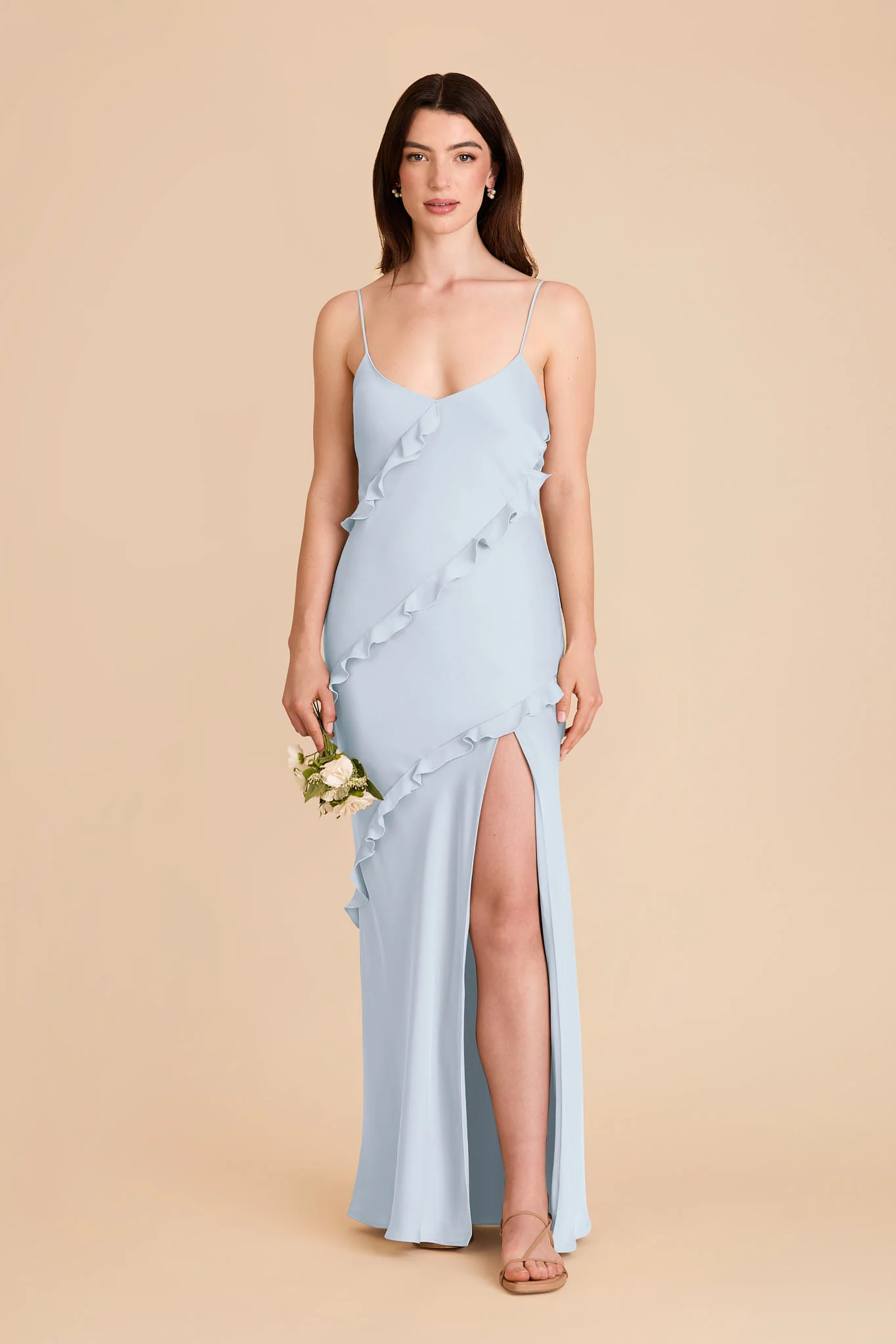 Valentina Matte Satin Dress - Mist Blue