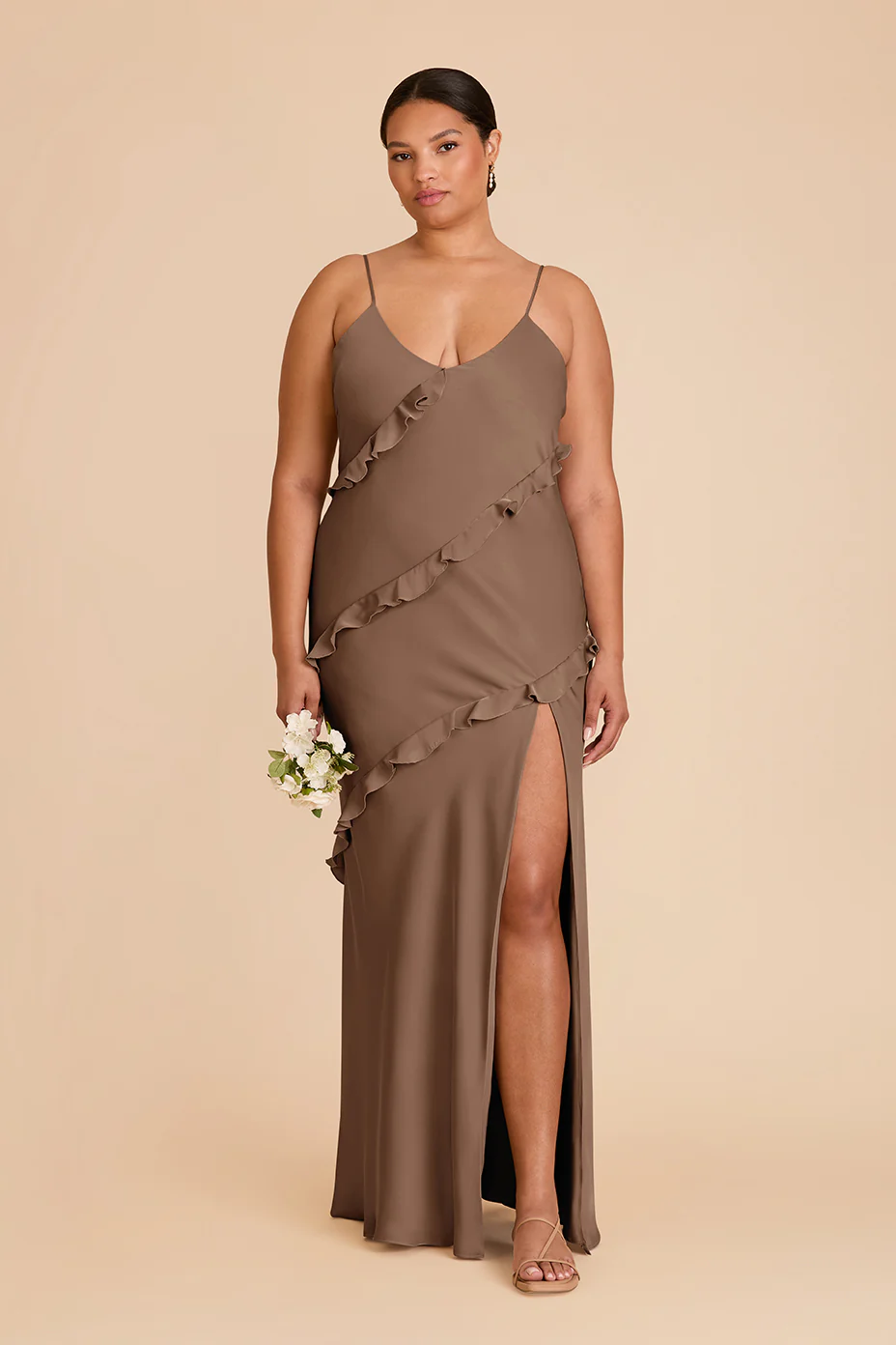 Valentina Matte Satin Dress - Mocha - Image 6